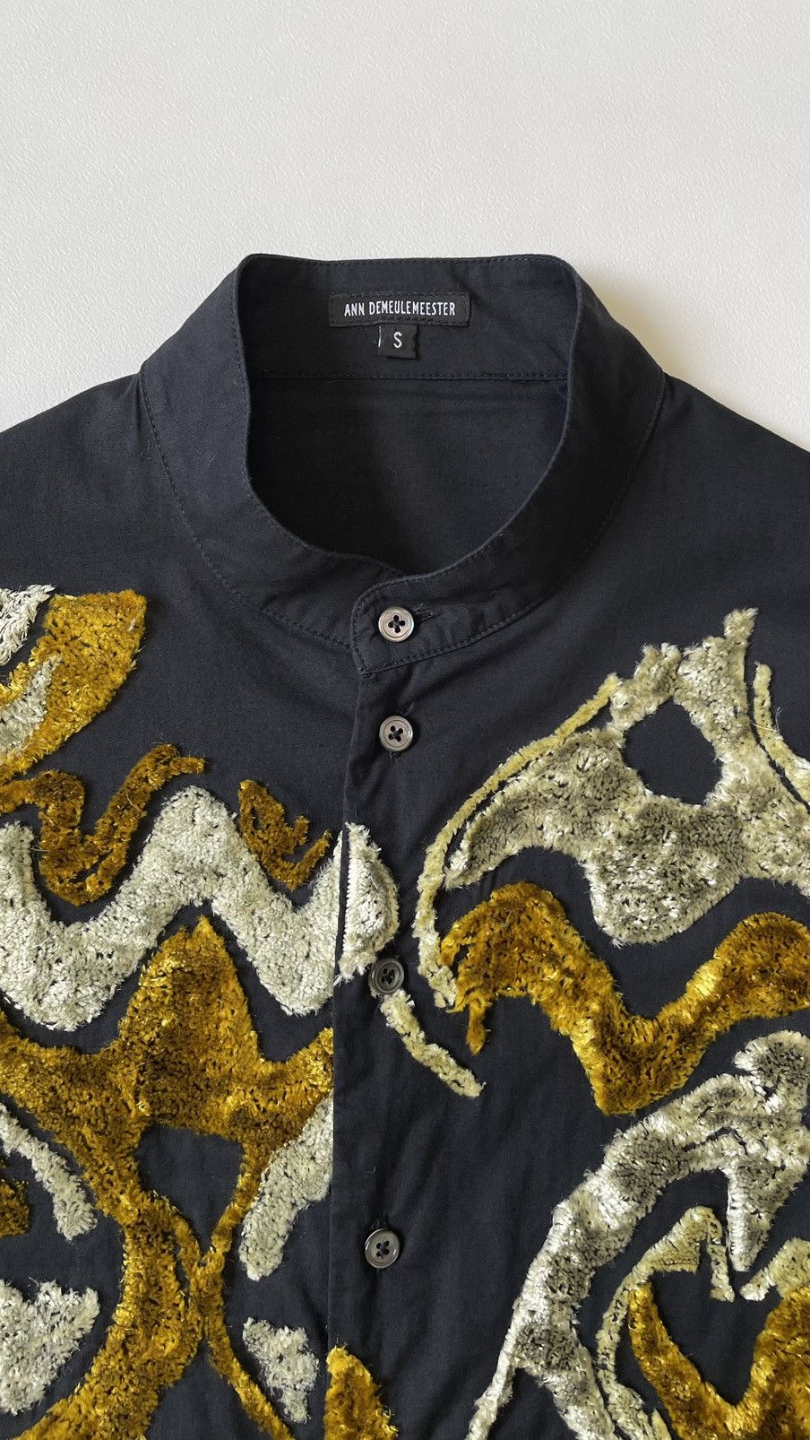 Ann Demeulemeester ‘Abstract Flocked Print’ Black Shirt Size US S / EU 44-46 / 1 - 4 Thumbnail