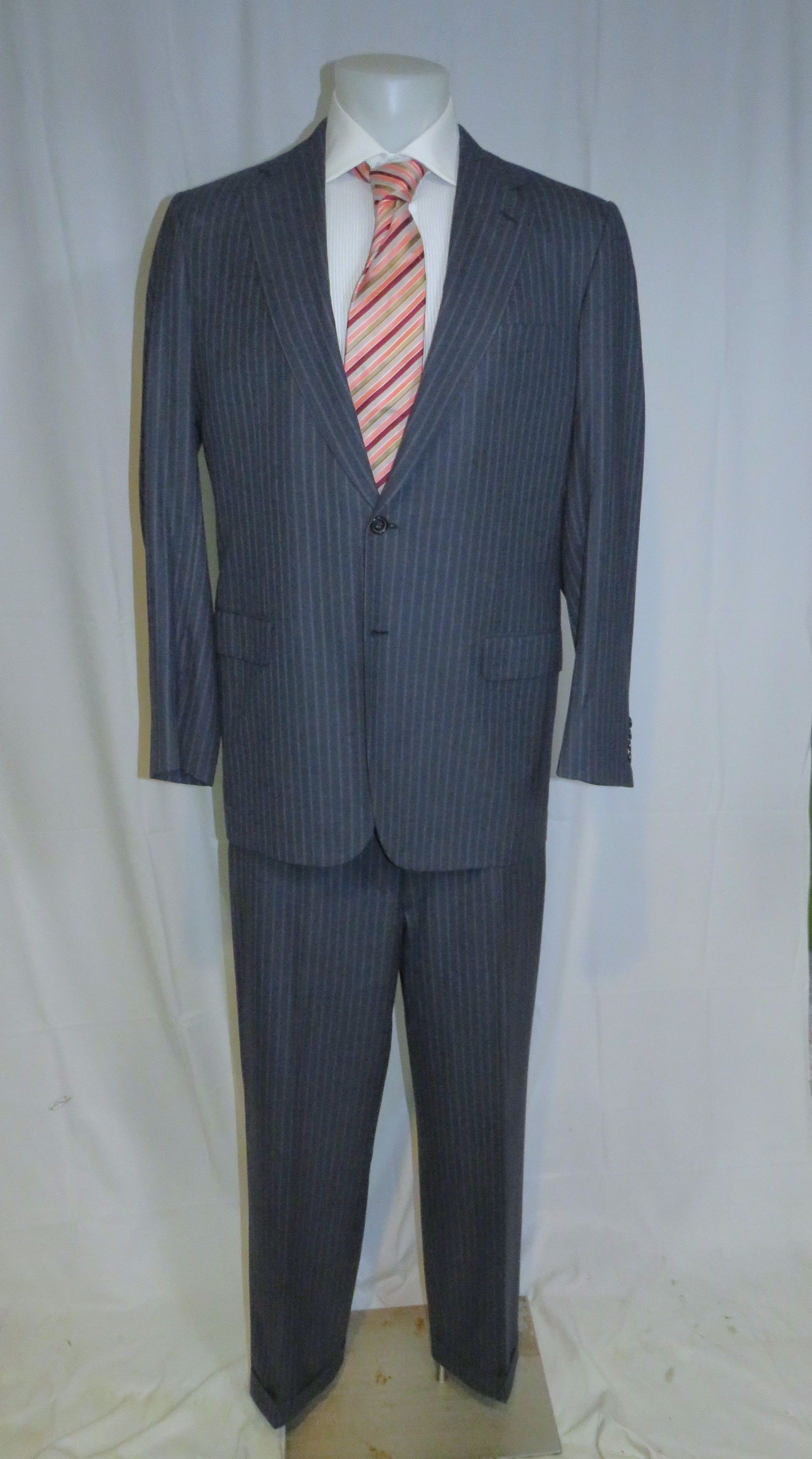 Brioni Nomentano Super 160 Custom Made Blue Striped Suit 42L NWT Size 42L - 1 Thumbnail