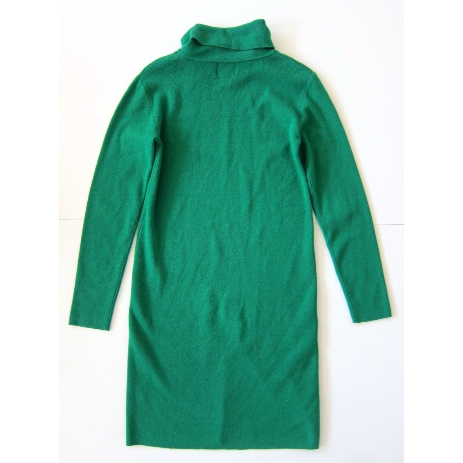 Vintage Angie Green Knit Stretch Turtle Neck Long Sleeve Straight Pencil Sweater Dress M Size M / US 6-8 / IT 42-44 - 2 Thumbnail