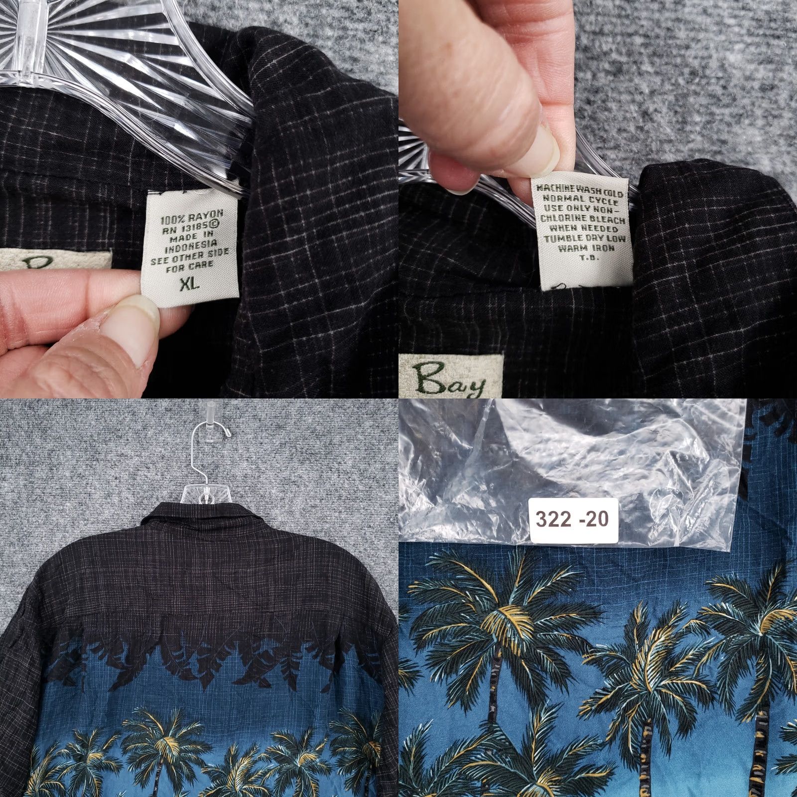 Vintage Batik Bay Shirt Mens XL Black Hawaiian Camp Palm Tree Short Sleeve Button-Up Size US XL / EU 56 / 4 - 8 Thumbnail