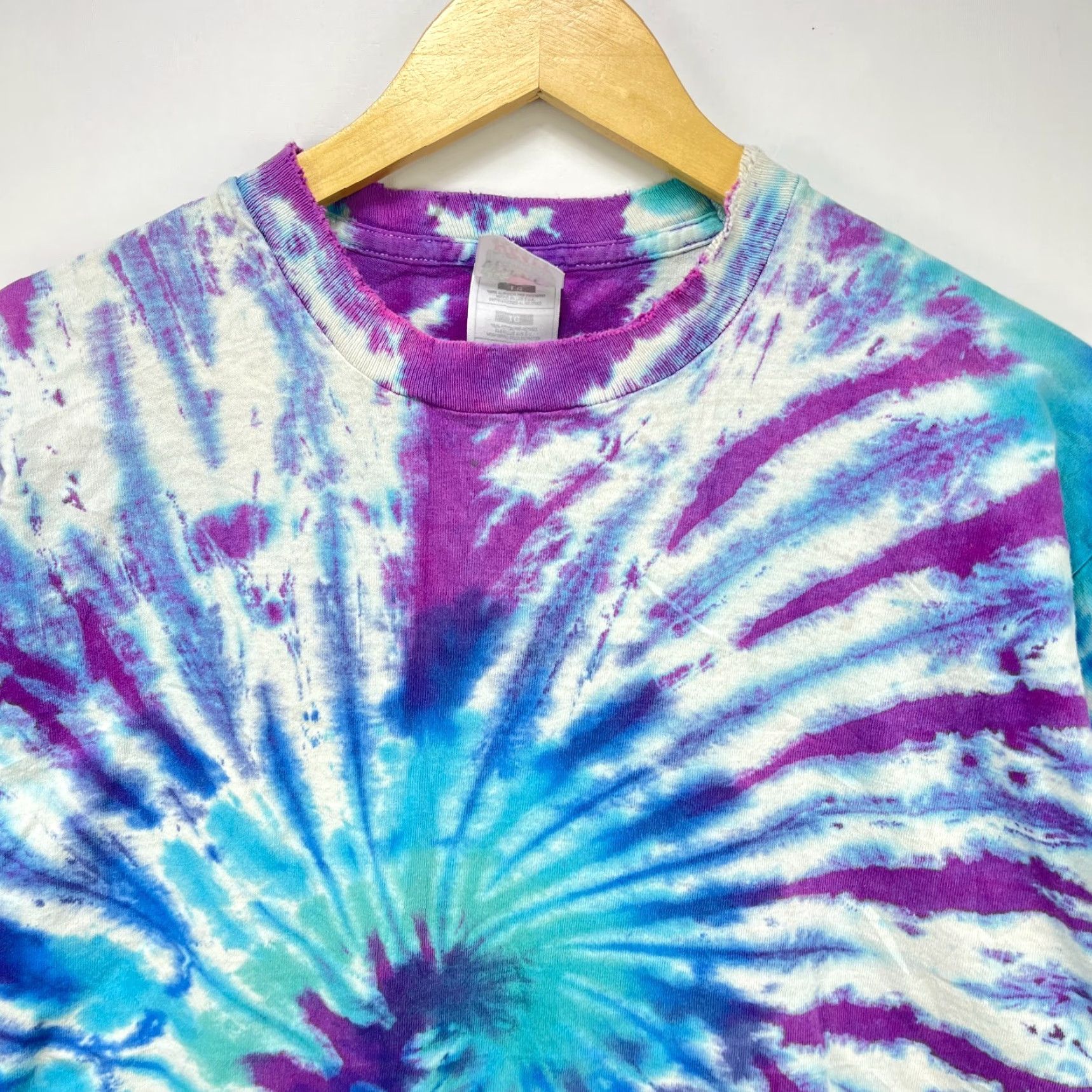 Fruit Of The Loom VINTAGE 90s Tie Dye Liquid AOP Single Stitch T Shirt Hippie XL Mens blue Size US XL / EU 56 / 4 - 3 Thumbnail