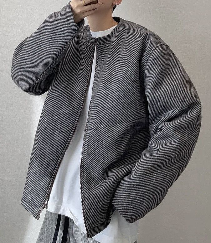 Cleanfit retro fashion pinstripe bomber jacket