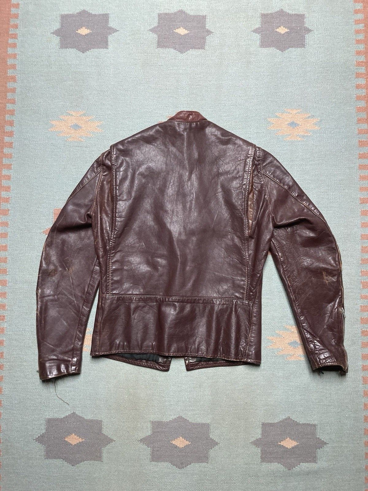 Vintage 60s brooks leather jacket cafe racer motorcycle wine 36/38? Size US S / EU 44-46 / 1 - 8 Thumbnail