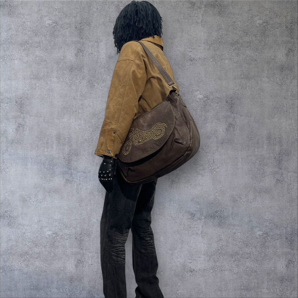 Genuine Leather Full Leather Cal’zzare Messenger Bag prada julius dior 8🟩 Size ONE SIZE - 3 Thumbnail