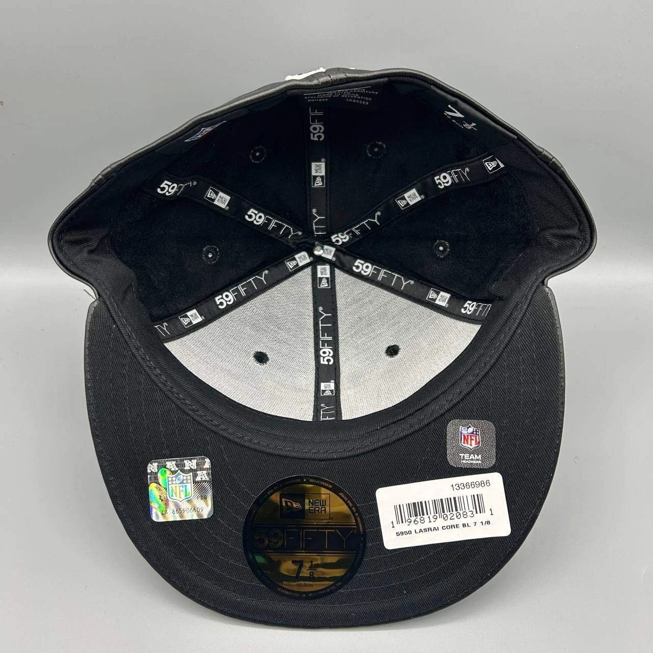 New Era Las Vegas Raiders Hat Men 7 1/8 Black PU Leather Fitted Cap Size ONE SIZE - 2 Thumbnail