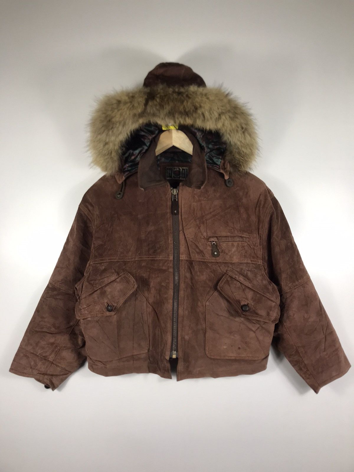 Genuine Leather ⚡️Vintage Art Able Development Hooded Faux Fur Leather Jacket Size US S / EU 44-46 / 1 - 1 Thumbnail