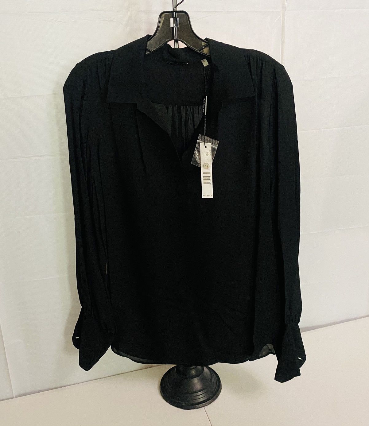 Elie Tahari Elie Tahari Blk Chiffon Sheer Silk Split Satin Collar M NWT Size M / US 6-8 / IT 42-44 - 6 Thumbnail