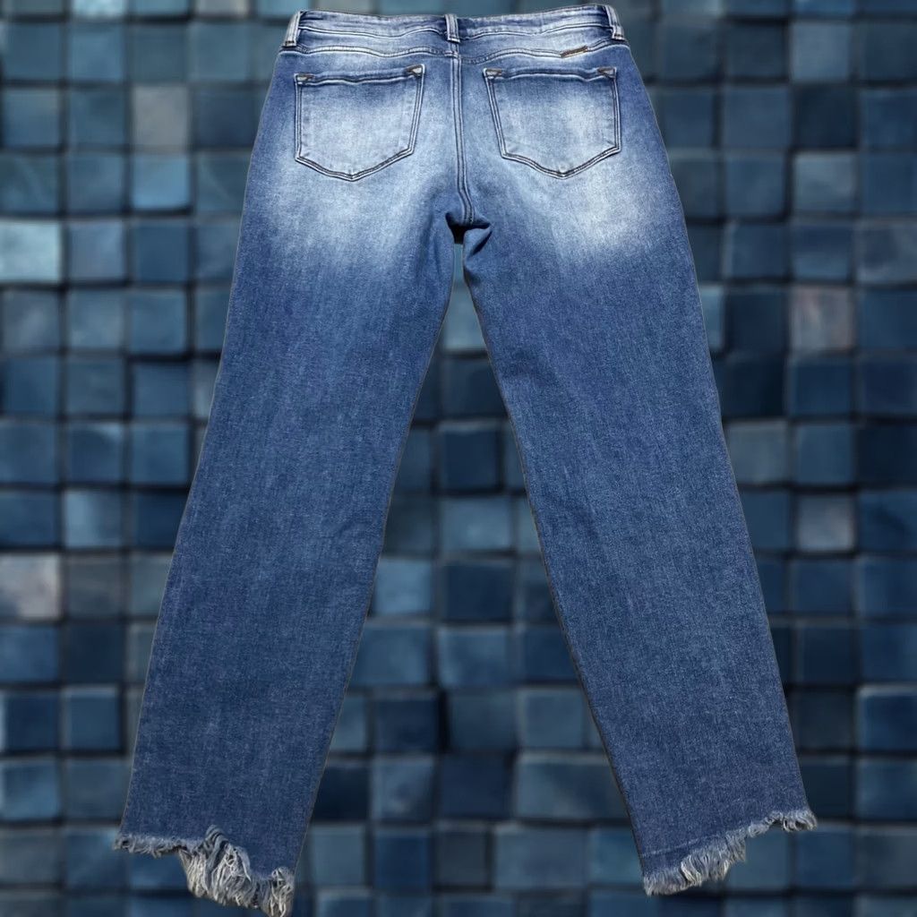 Vintage KanCan Womens Jeans Blue Denim Medium Wash Skinny Raw Hem Distress High Rise Size 11 Size 32" / US 10 / IT 46 - 1 Thumbnail