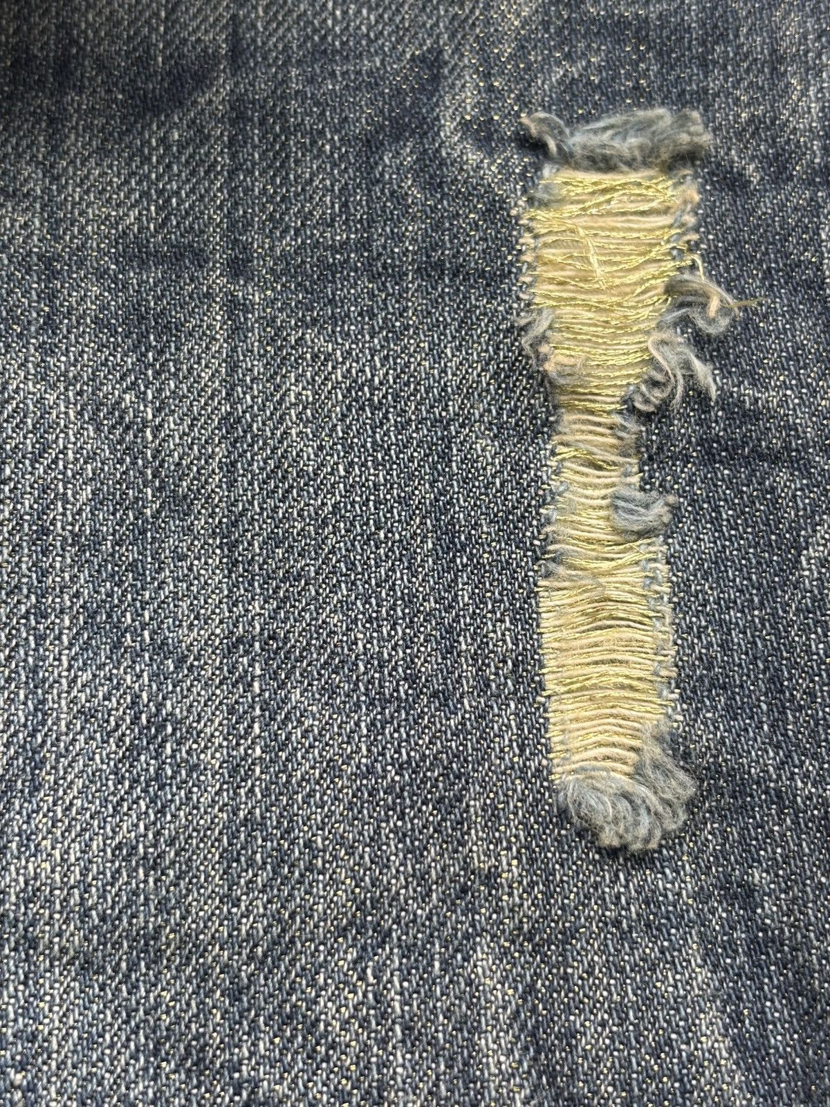 Hedi Slimane Metallic Gold Glitter Indigo Denim Jeans Size US 30 / EU 46 - 6 Thumbnail