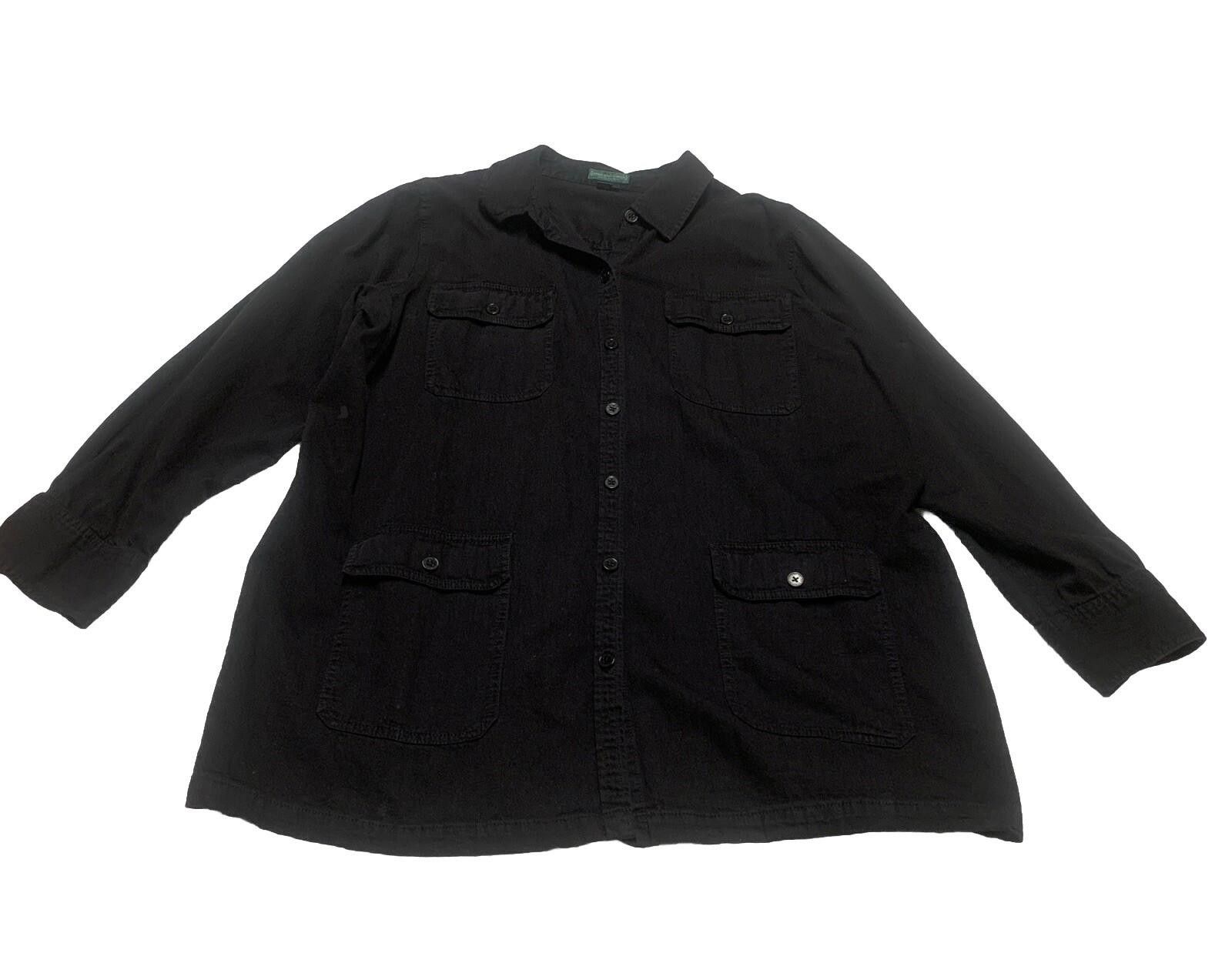 Other Lauren Jeans Co Mens 3X Black Military Shirt Shacket Cotton Size 3XL / US 20-22 - 1 Thumbnail