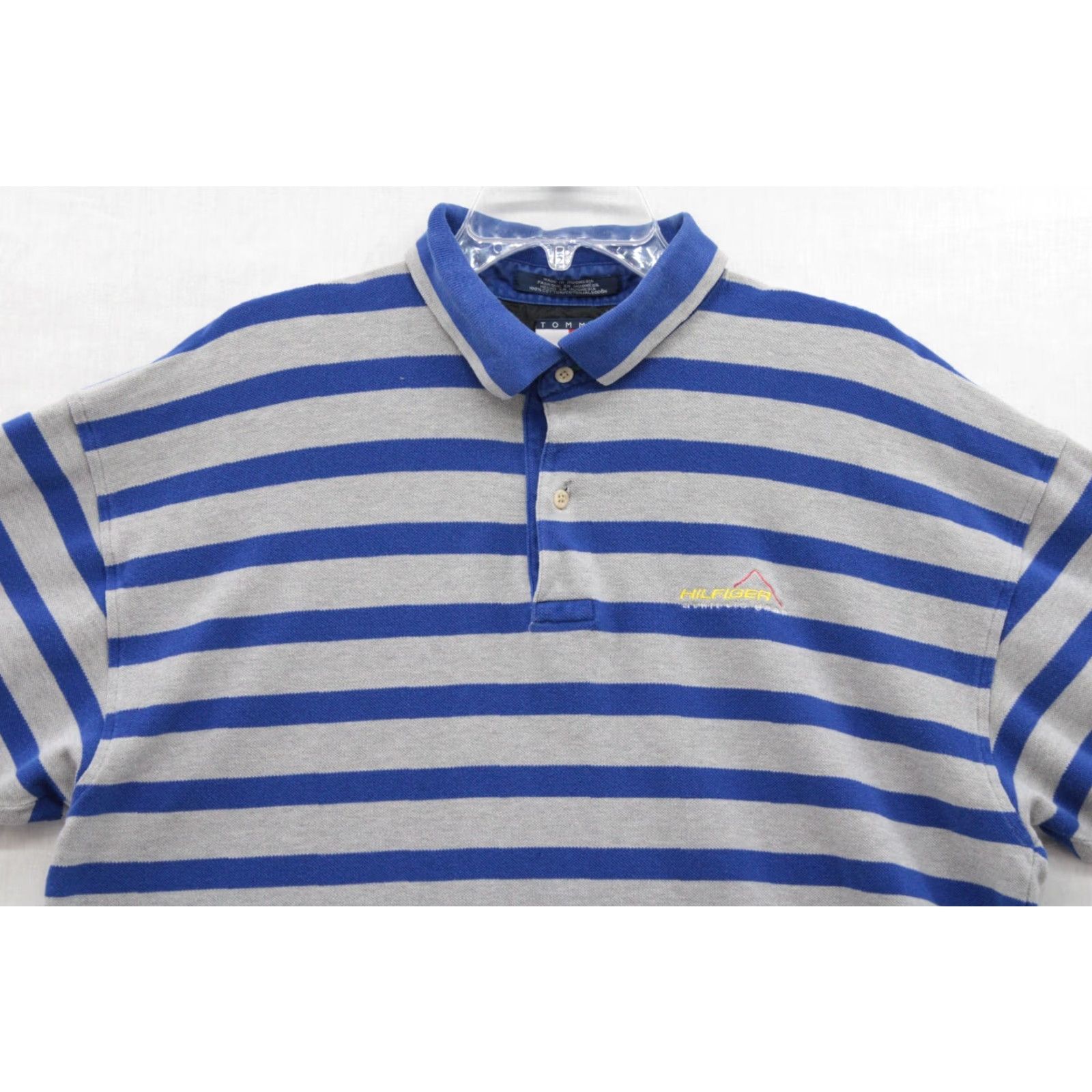 Tommy Hilfiger VINTAGE Tommy Hilfiger Polo Shirt Men's XL Blue Gray Striped Y2K Athletic Retro Size US XL / EU 56 / 4 - 3 Thumbnail