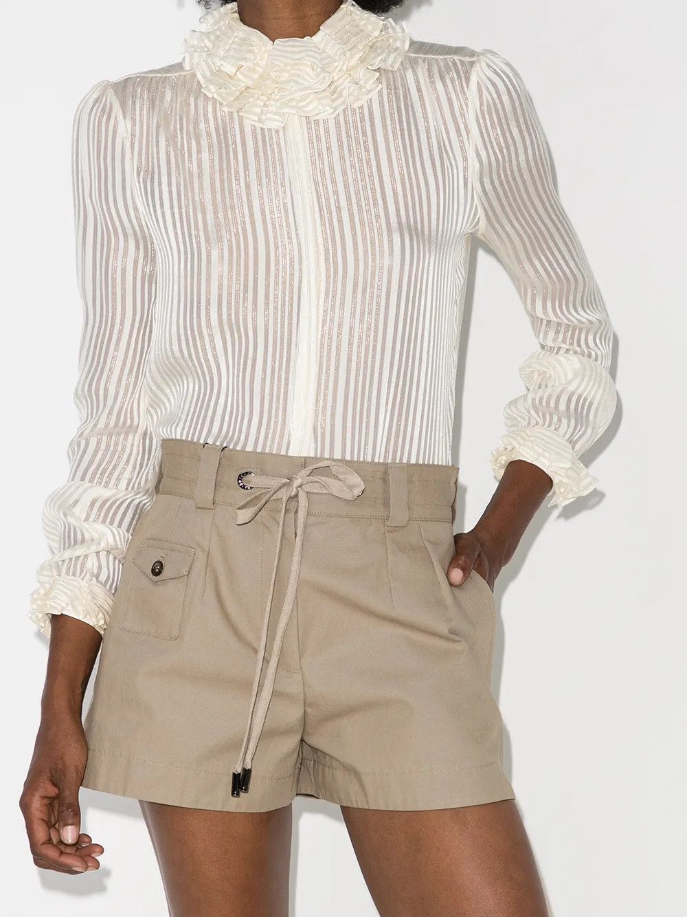 Saint Laurent Paris o1y0126 Striped Shirt in White Size S / US 4 / IT 40 - 2 Thumbnail