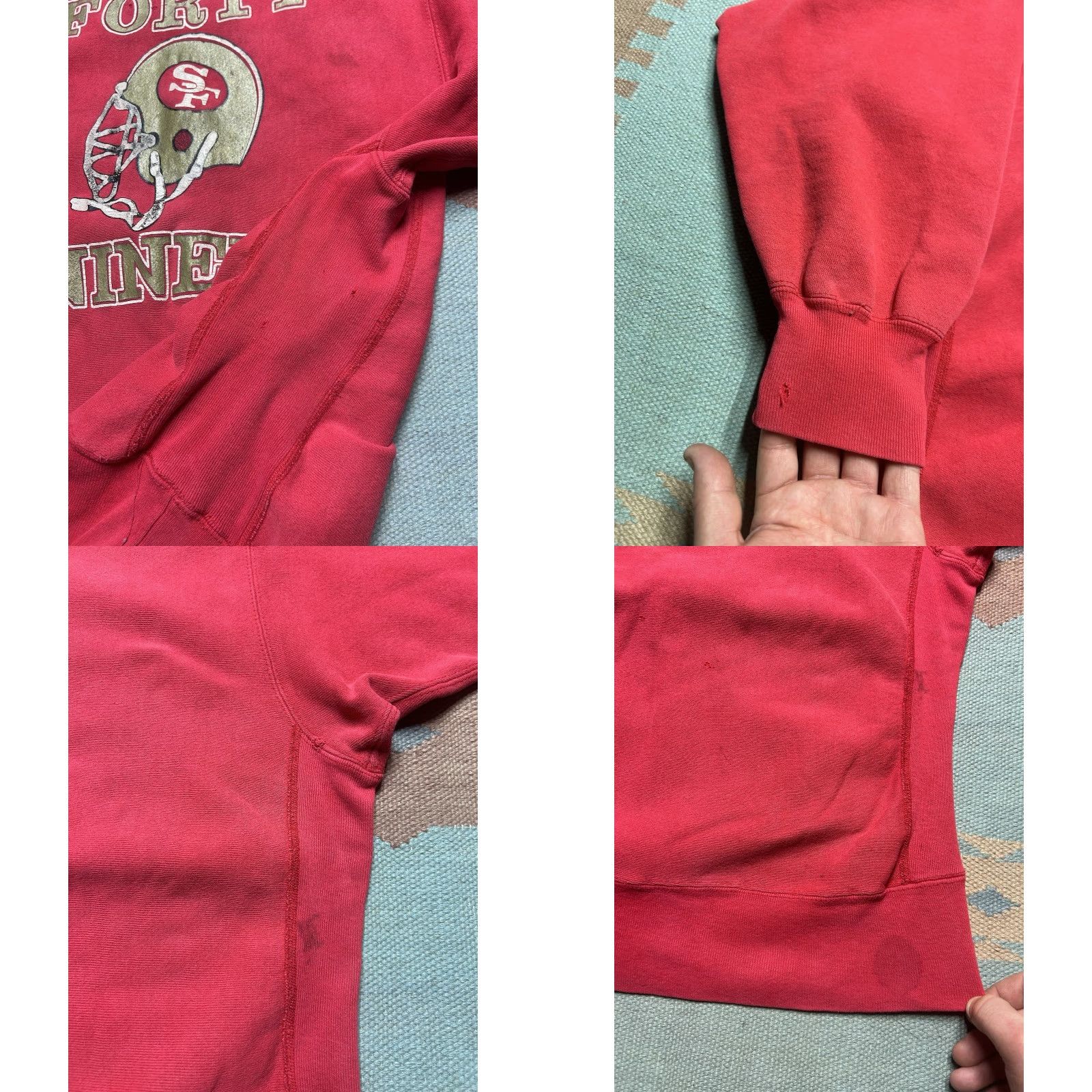 Vintage VINTAGE Camber Sweatshirt San Francisco 49ers Helmet Distressed Large Crewneck Men Red L Size US L / EU 52-54 / 3 - 9 Thumbnail
