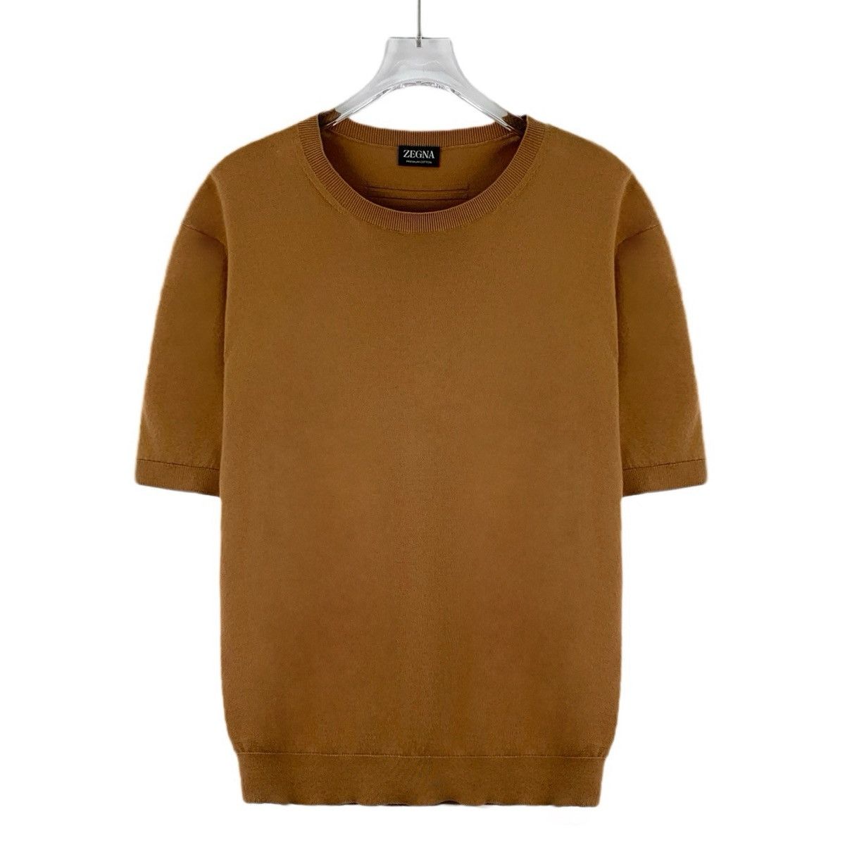 Z Zegna Zegna Dark Brown Cotton Crew Neck Short Sleeve T-shirt K26WX Size US M / EU 48-50 / 2 - 1 Thumbnail