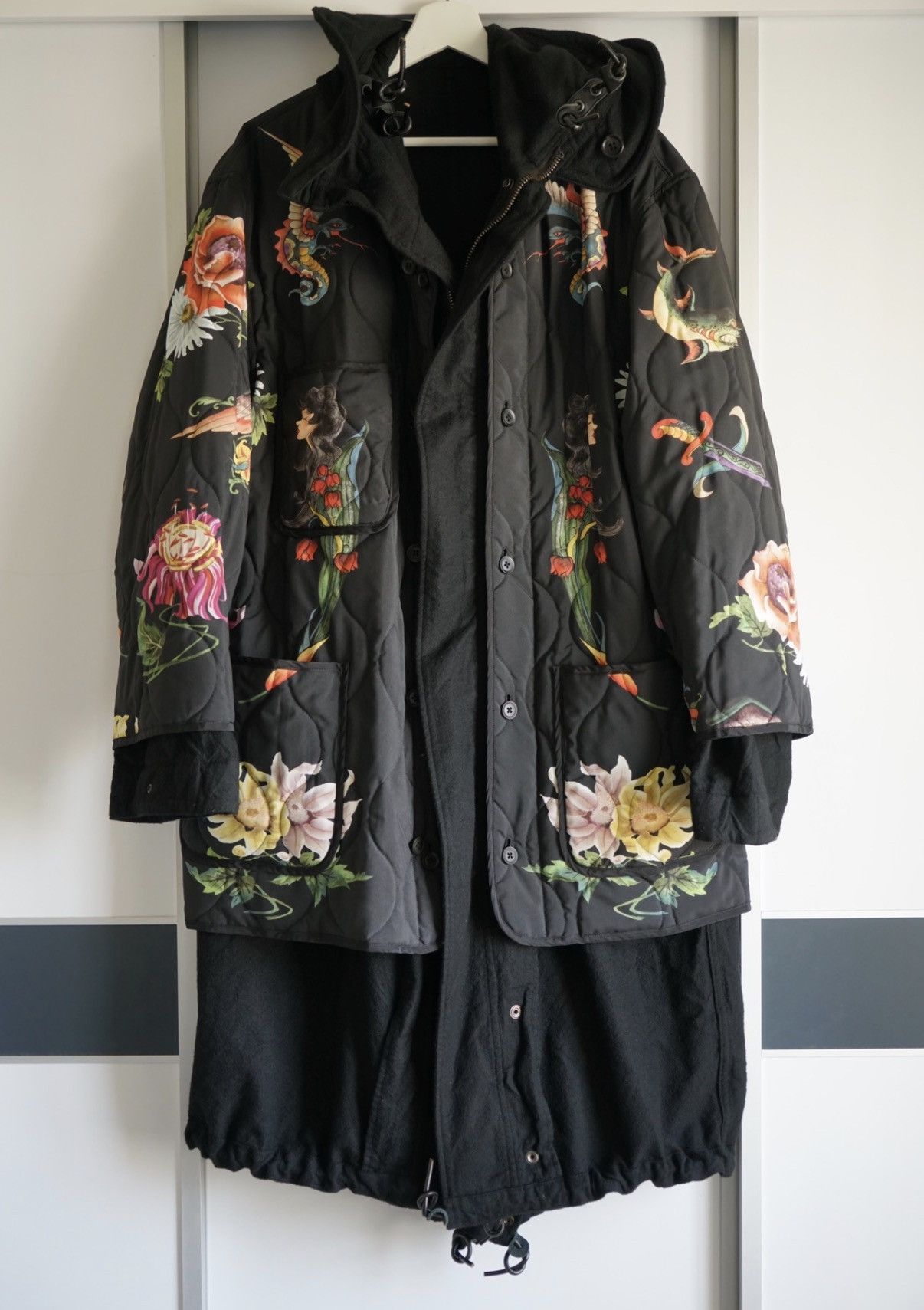 Yohji Yamamoto Yohji Yamamoto Graffiti All-Over Print Reversible Coat K4 Size US L / EU 52-54 / 3 - 1 Thumbnail