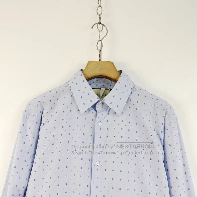 Gucci Gucci Light blue lapel embroidered G logo long-sleeved shi Size US XS / EU 42 / 0 - 3 Thumbnail