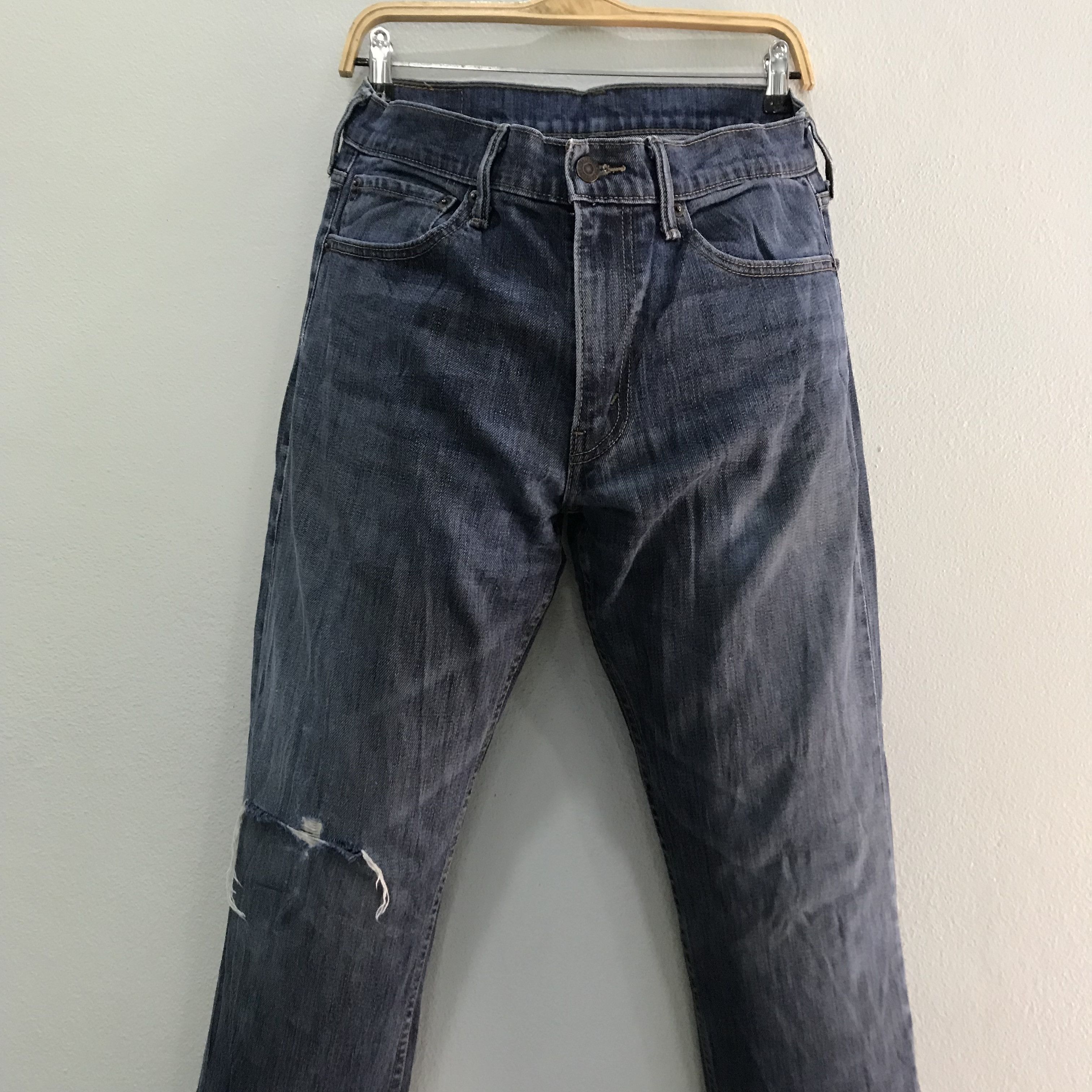 Levi's Vintage Retro Levis 511 Slim Straight Distressed Ripped Knee Size US 34 / EU 50 - 3 Thumbnail