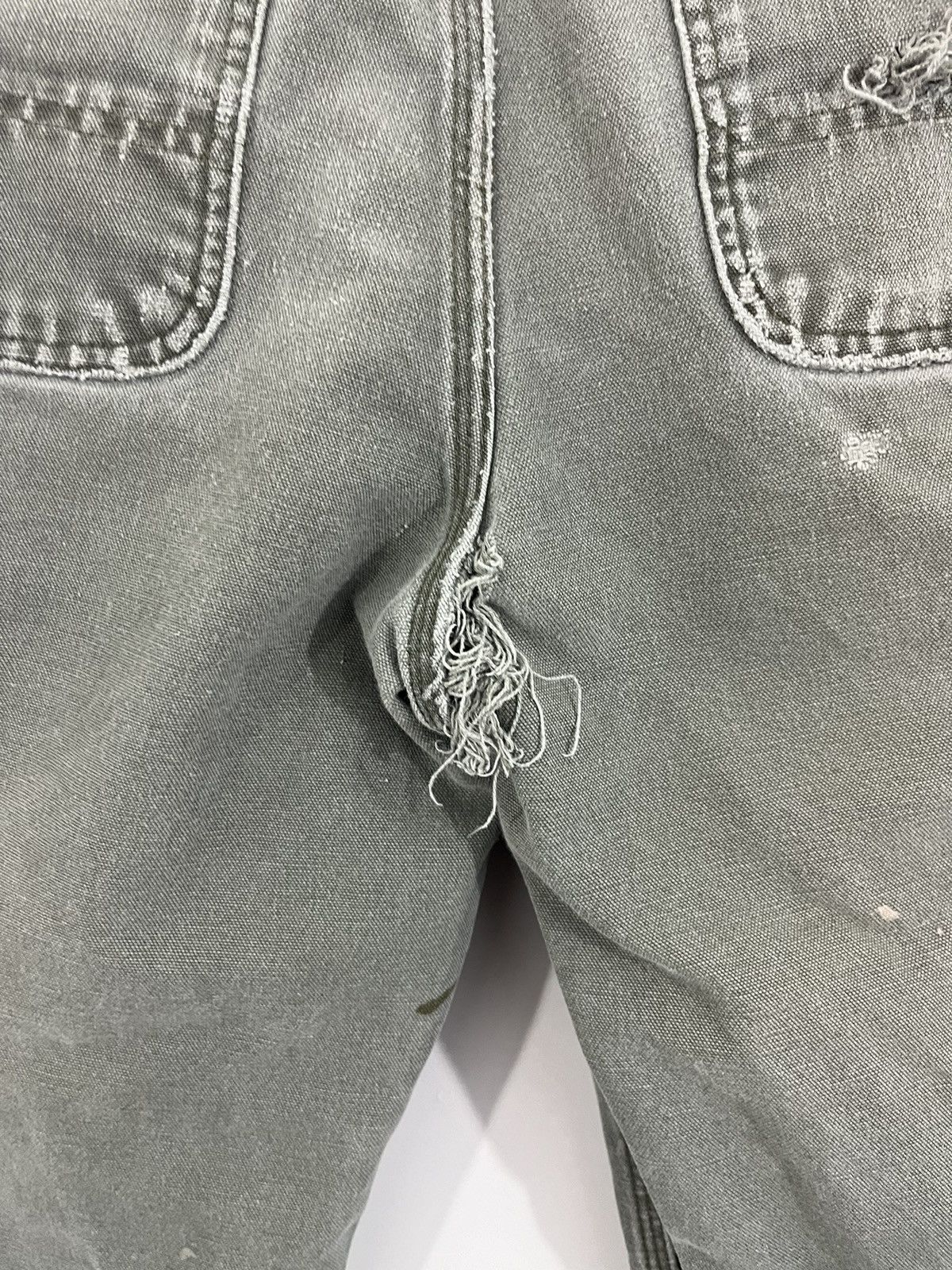 Carhartt Thrashed Sun Faded Olive Carpenter Pants Size US 33 - 15 Thumbnail