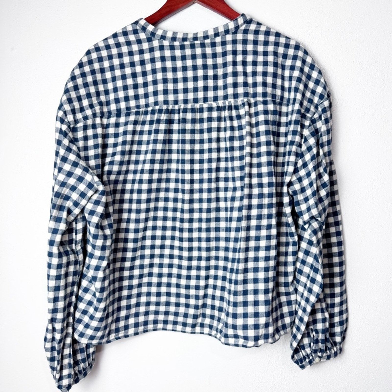 Gap GAP Blue & White Check Button Front Blouse Women's Size XL Size XL / US 12-14 / IT 48-50 - 5 Thumbnail