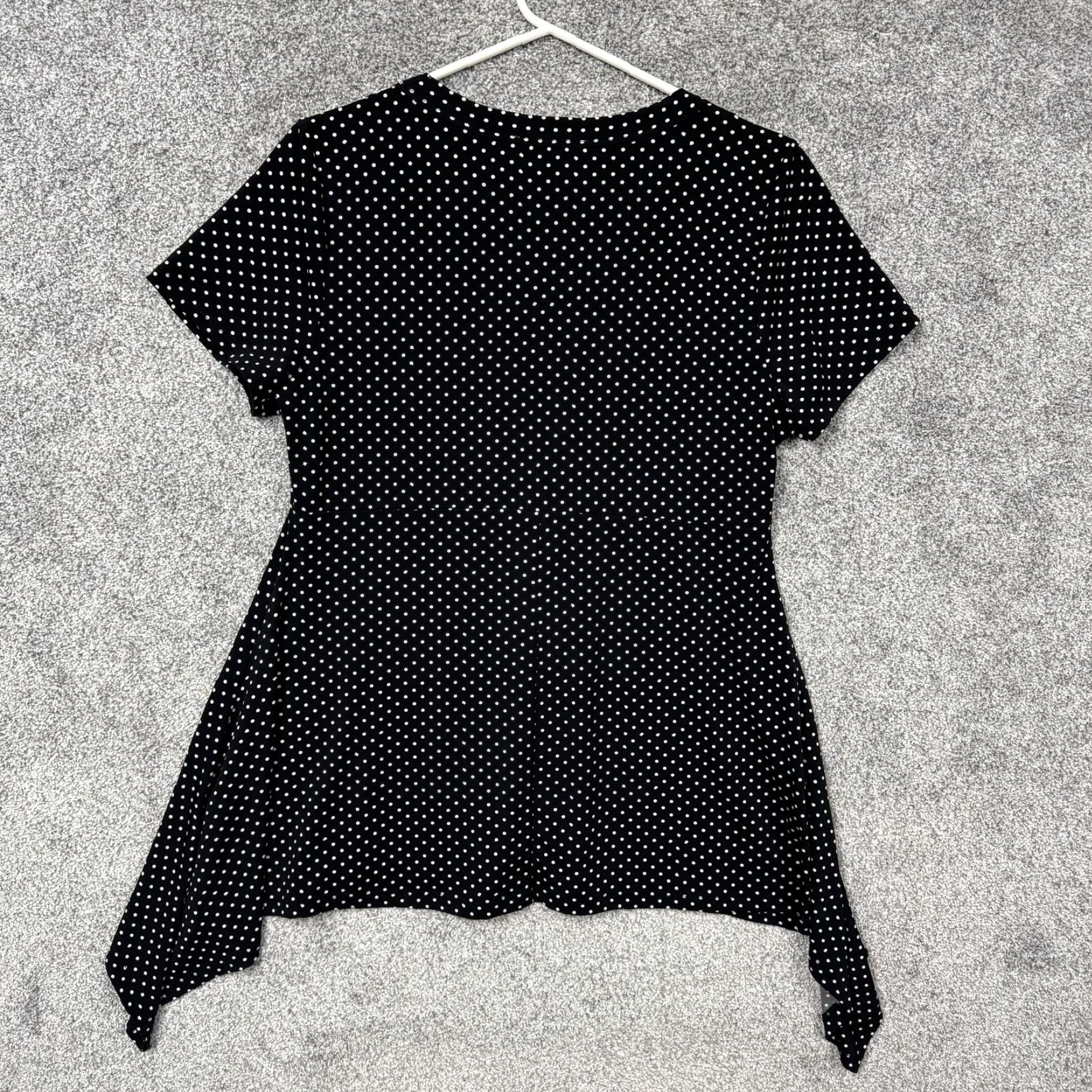 Vintage Chaus Shirt Large Polka Dot Stretch Sharkbite Hem Retro MCM Playful Office Chic Size L / US 10 / IT 46 - 7 Thumbnail