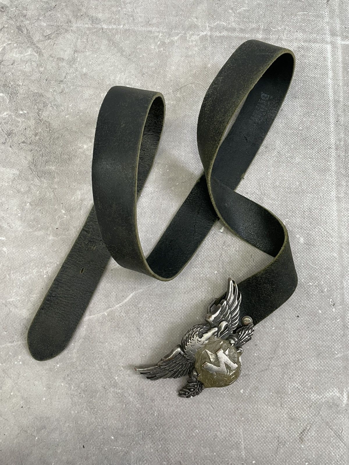 Mustang Rare Eagle buckle leather belt watanabe style leather belt Size ONE SIZE - 10 Thumbnail