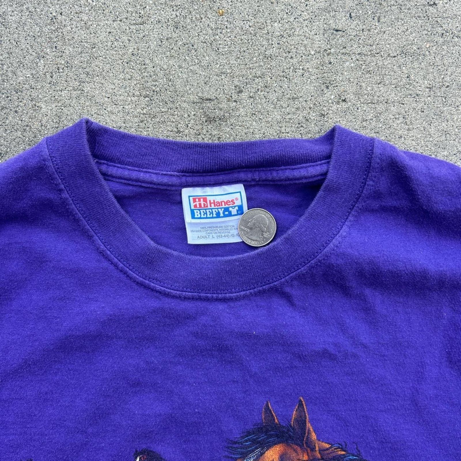 Hanes Purple horse long sleeve tee Size US L / EU 52-54 / 3 - 3 Thumbnail