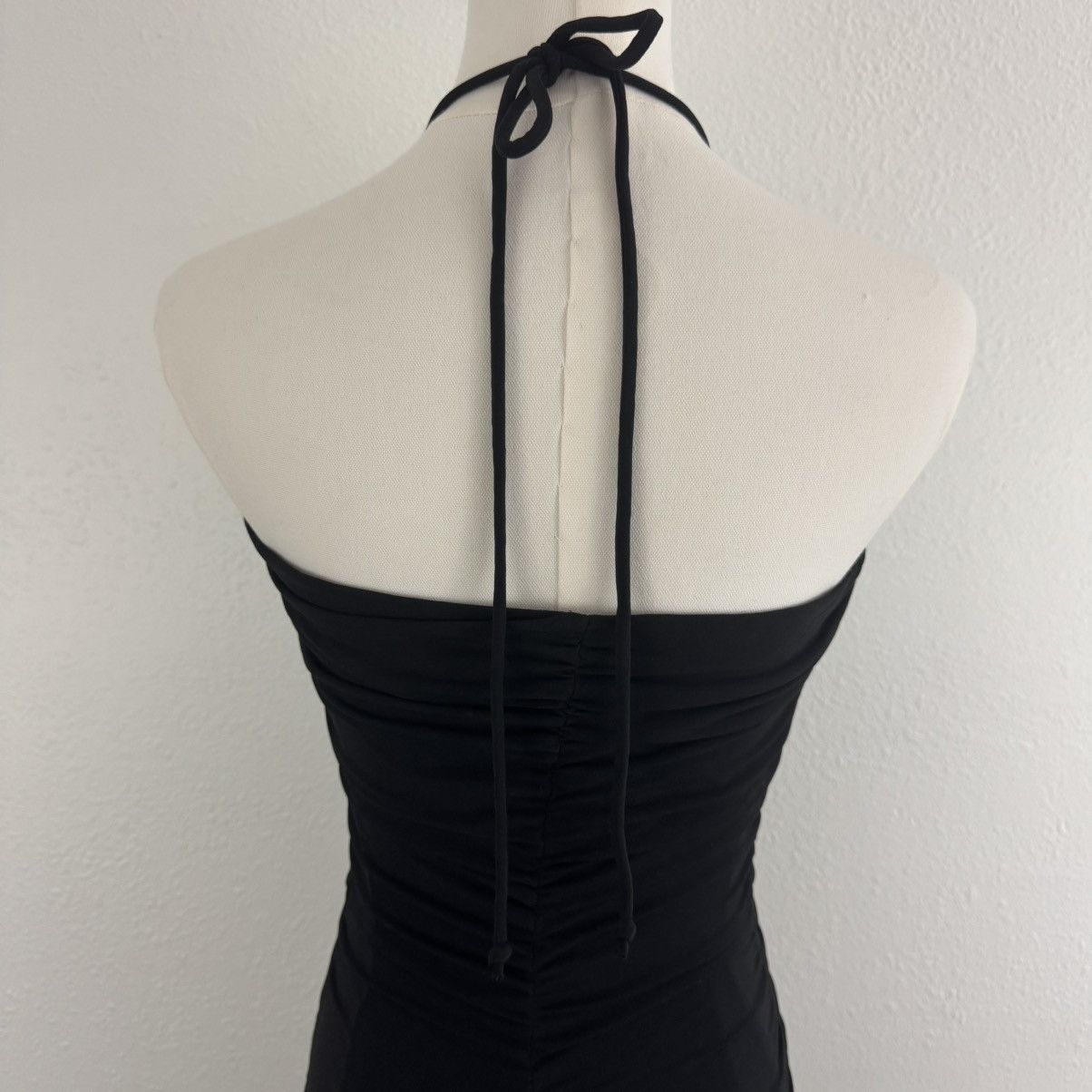 Other MODA INTERNATIONAL Vintage Black Ruched Midi Halter Dress Size S / US 4 / IT 40 - 6 Thumbnail