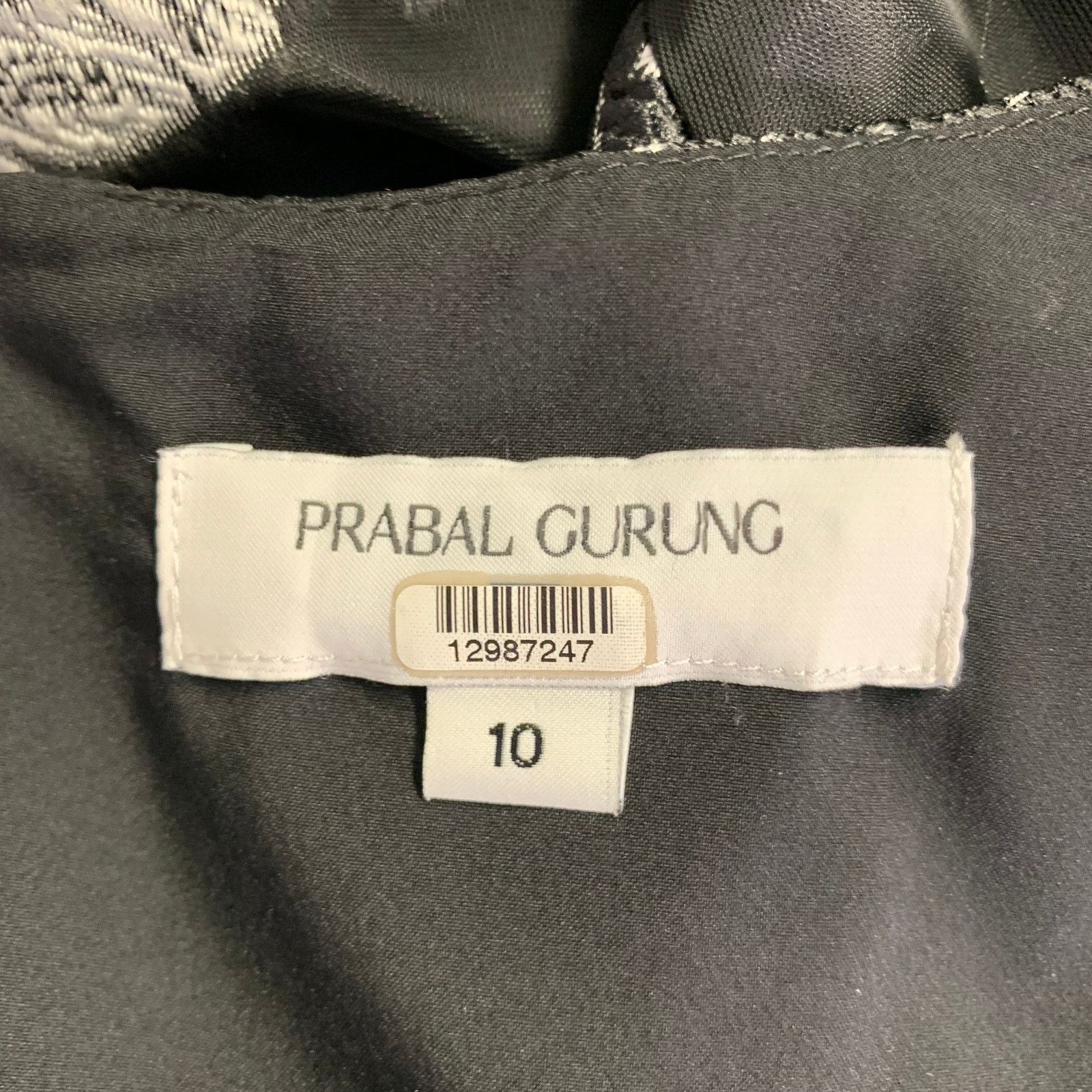 Prabal Gurung Size 10 Black Silver Polyester Floral A-Line Cocktail Dress Size L / US 10 / IT 46 - 4 Thumbnail