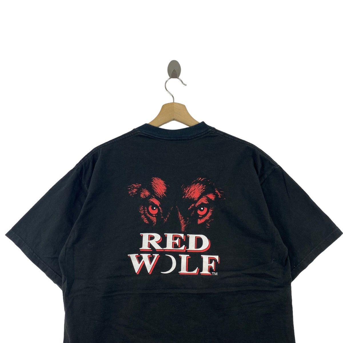 Jerzees × Vintage Vintage 90s RED WOLF Print Jerzees Black Short Sleeve Shirt Size US L / EU 52-54 / 3 - 2 Thumbnail