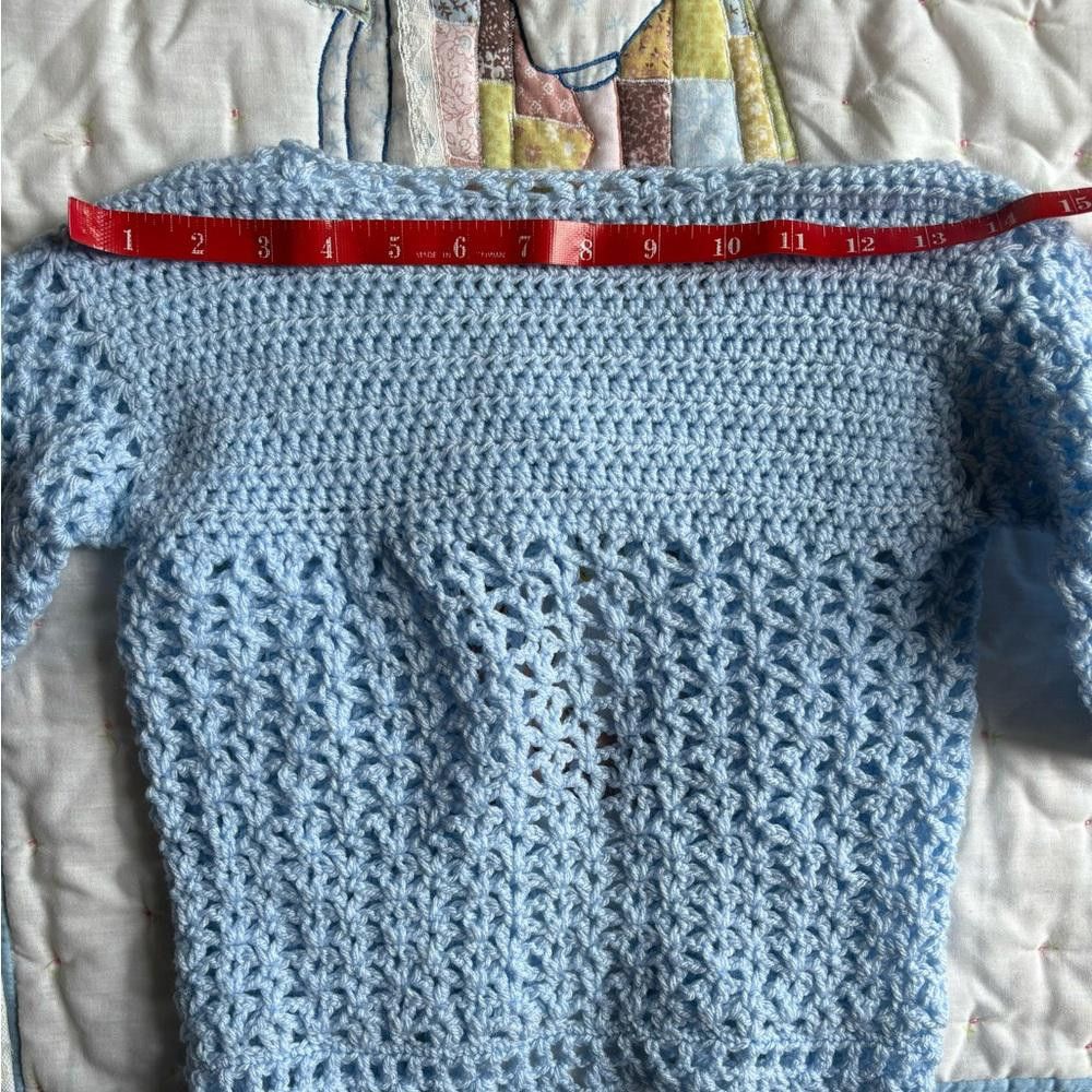 Designer Crochet Girls Blue Sweater Size US XXS / EU 40 - 3 Thumbnail