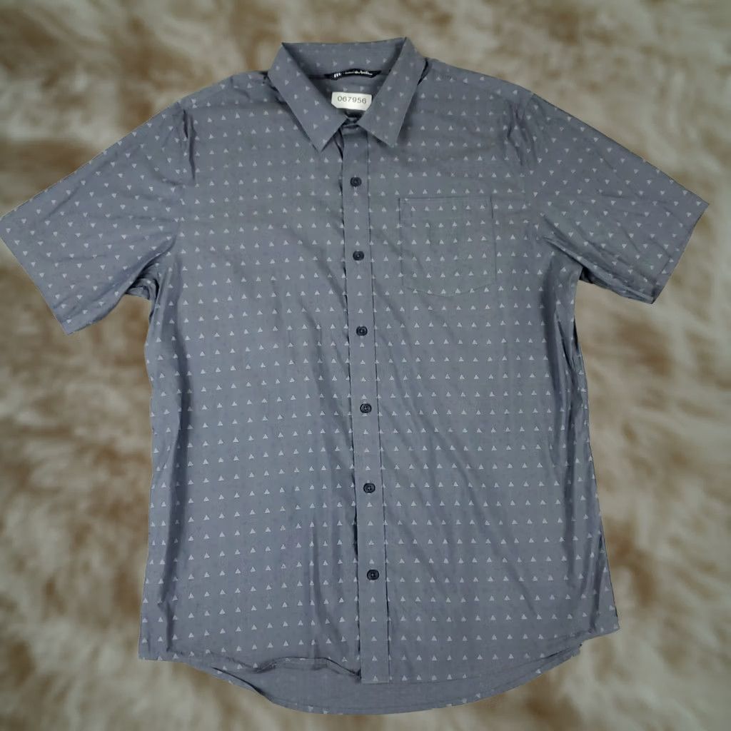 TravisMathew Travis Mathew Shirt Mens Large Blue Geometric Button Up Short Sleeve Size US L / EU 52-54 / 3 - 1 Thumbnail