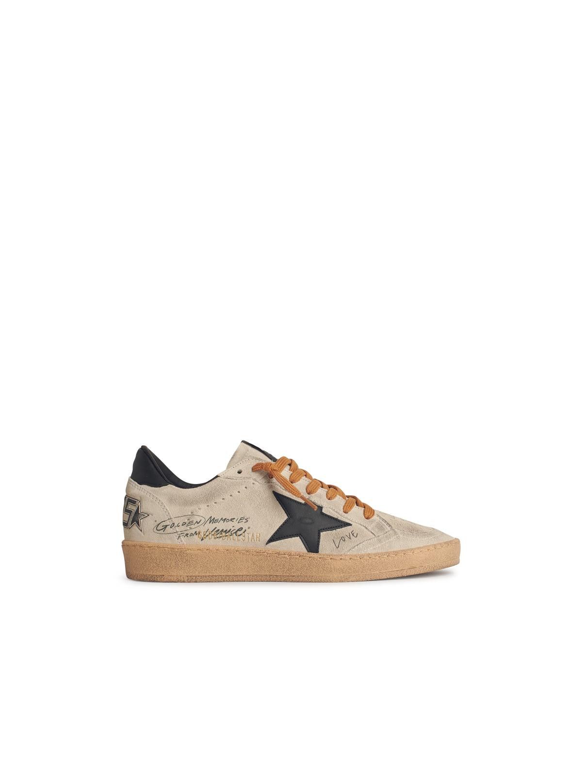Golden Goose Men's Ball-Star In Grey Suede With Black Leather Star And Heel Shoes (Size 9)