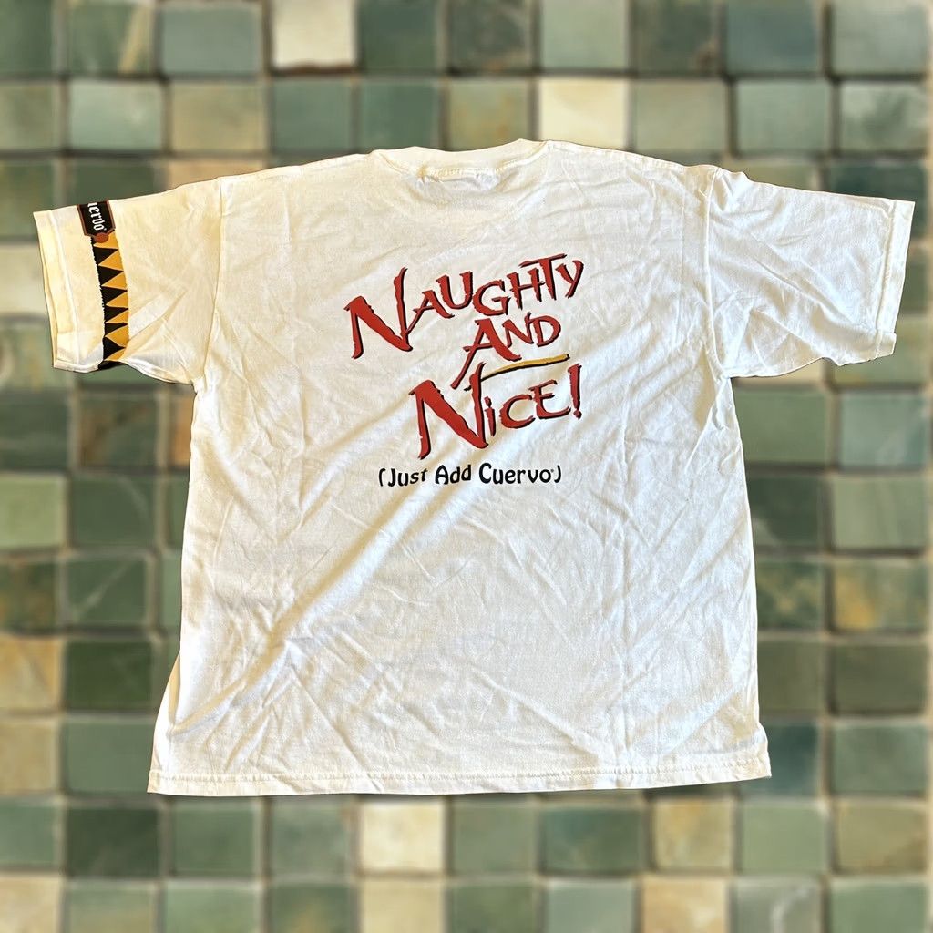 Gildan VINTAGE Jose Cuervo Naughty And Nice T Shirt XL 90s Y2K Mens White Size US XL / EU 56 / 4 - 1 Thumbnail
