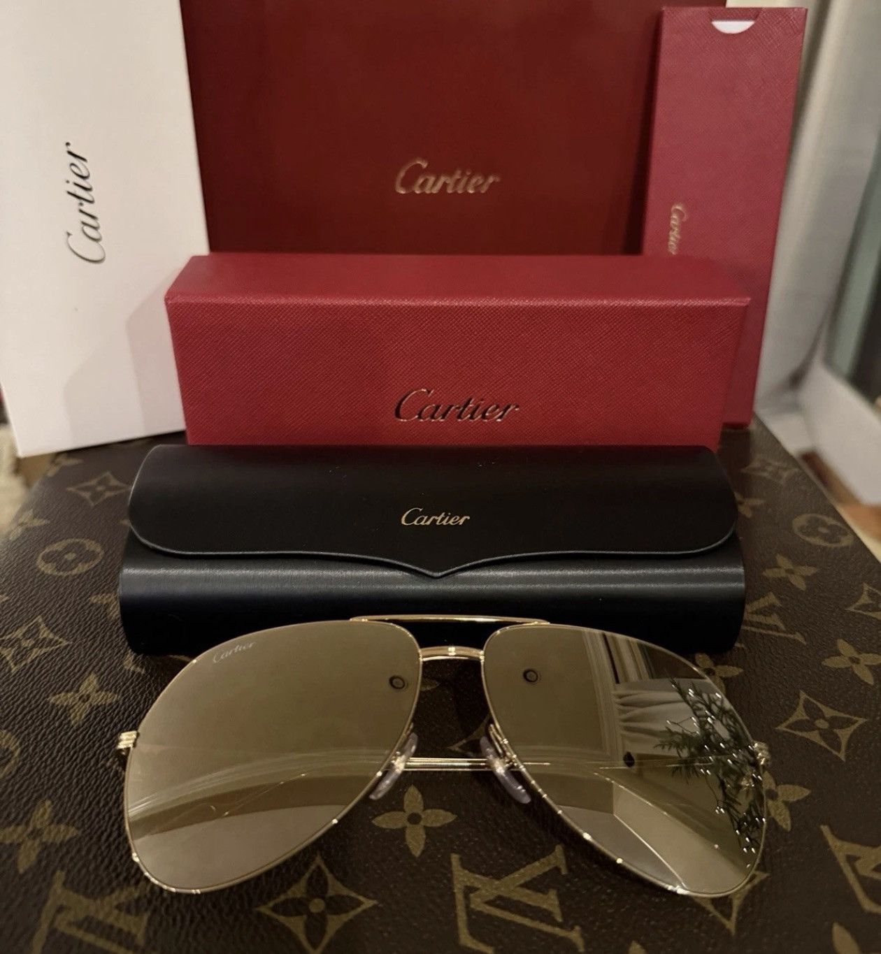Cartier Cartier gold aviator sunglasses, CT0110S, Authentic With Box Size ONE SIZE - 6 Thumbnail