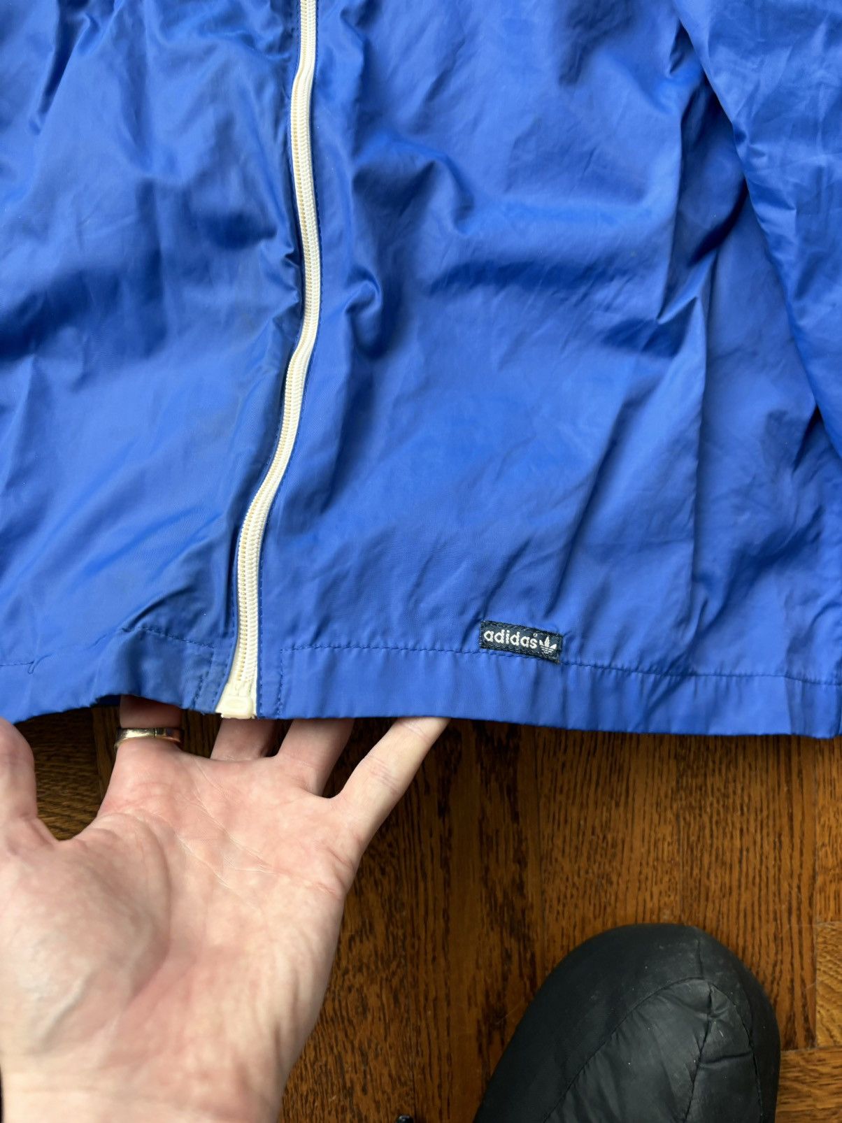 Adidas × Vintage Vintage Adidas Windbreaker Ventex Hooded 3 Stripe Track Jack Size US S / EU 44-46 / 1 - 6 Thumbnail