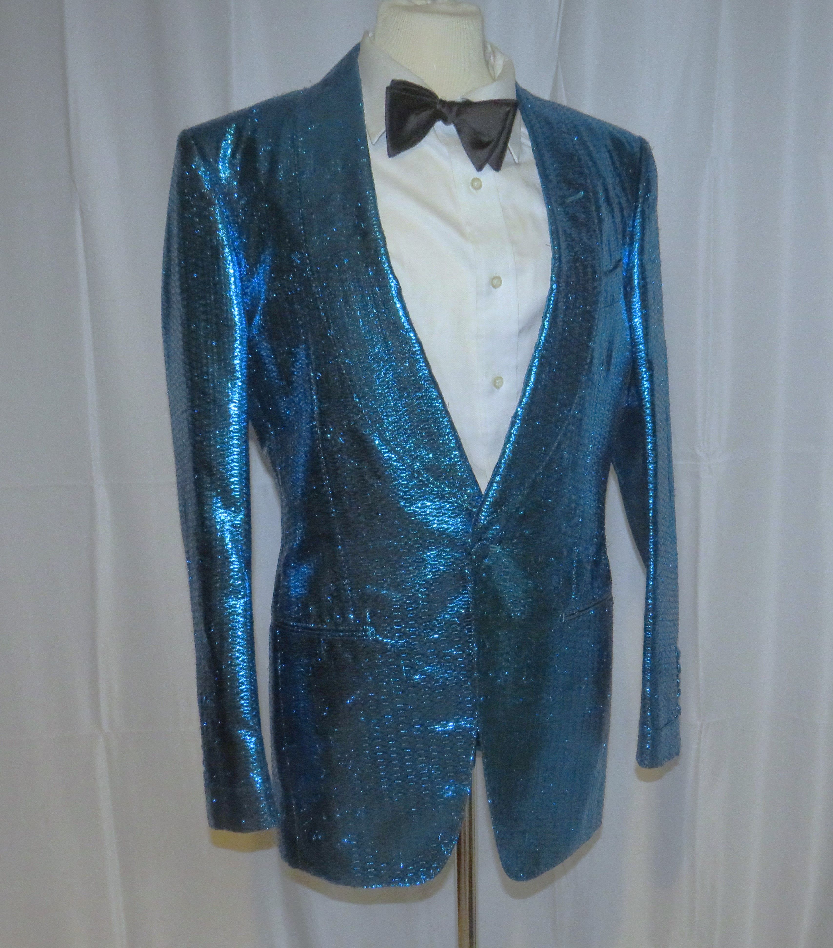 Tom Ford Base V Turquoise Sequined One Button Dinner Jacket 36R NWT Size 36R - 7 Thumbnail