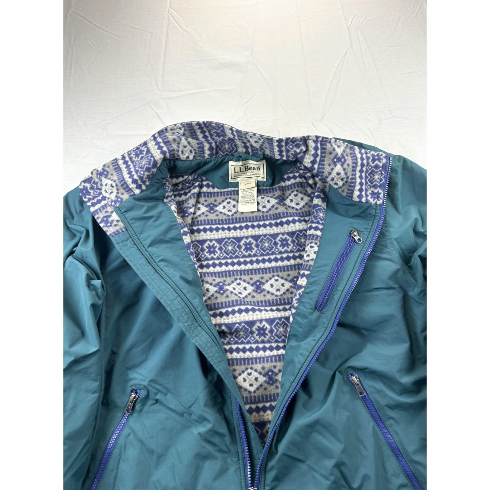 Vintage LL Bean Jacket Mens Large Green Nylon Bomber Fleece Lined Full Zip Size US L / EU 52-54 / 3 - 4 Thumbnail