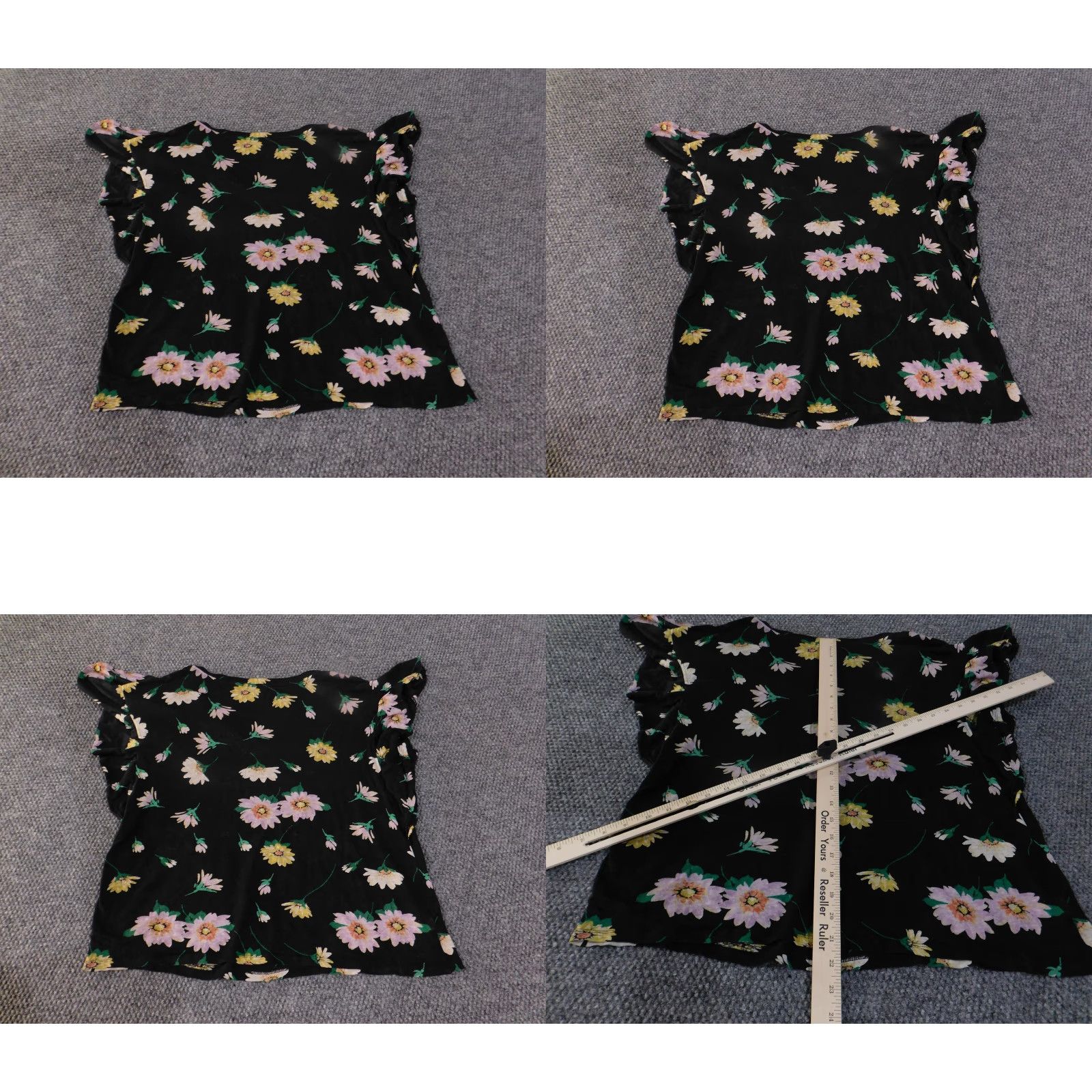 Loft LOFT Shirt Womens Medium Black Pink Yellow Floral Linen Ruffle Sleeve Blouse Size M / US 6-8 / IT 42-44 - 8 Thumbnail
