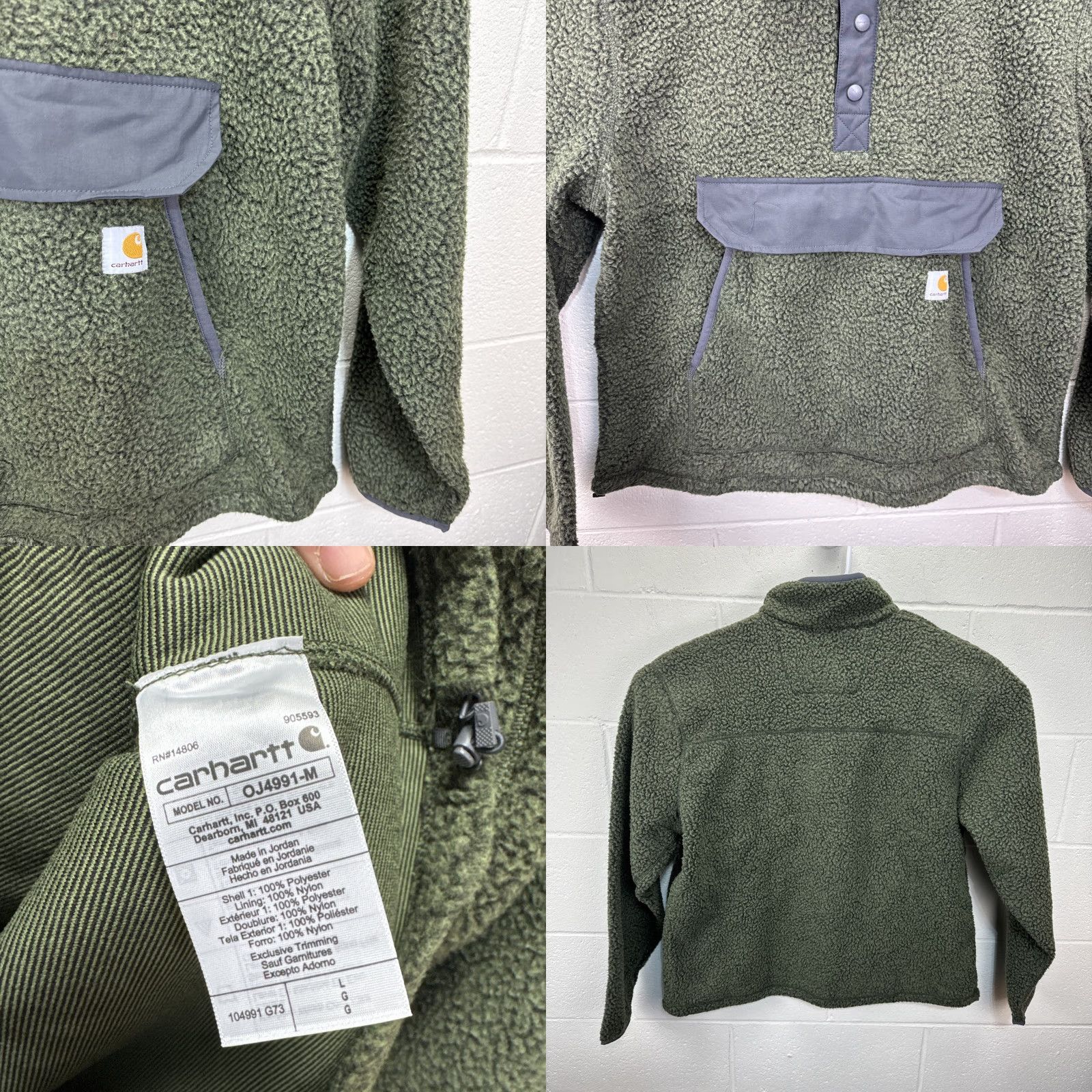 Carhartt Carhartt Men’s Relaxed Fit Fleece Pullover Sweater 0J4991 Green Large New Size US L / EU 52-54 / 3 - 8 Thumbnail