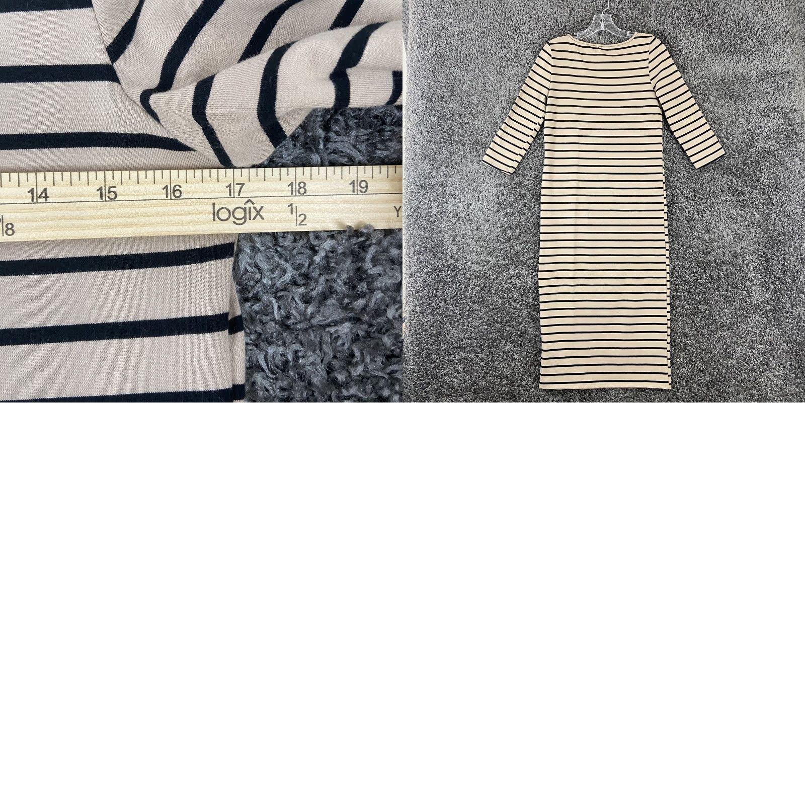 Vintage Heart Hips Body Con Dress Women’s L Brown Black Stripe Short Sleeve Size 36" / US 14 / IT 50 - 8 Thumbnail