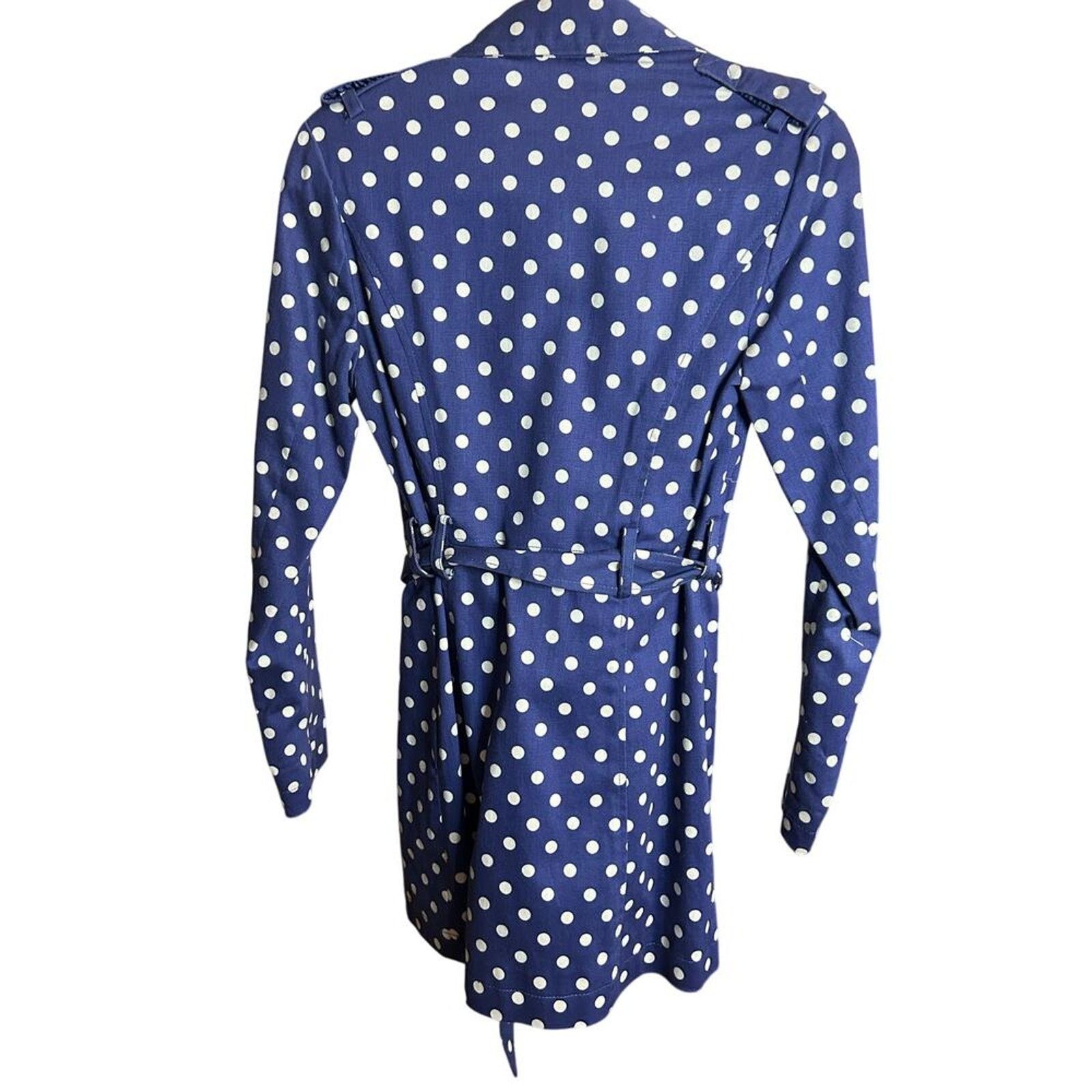 Jessica Simpson NWT-Jessica Simpson Blue Polka Dot Belted Trench Coat-XS Size XS / US 0-2 / IT 36-38 - 3 Thumbnail