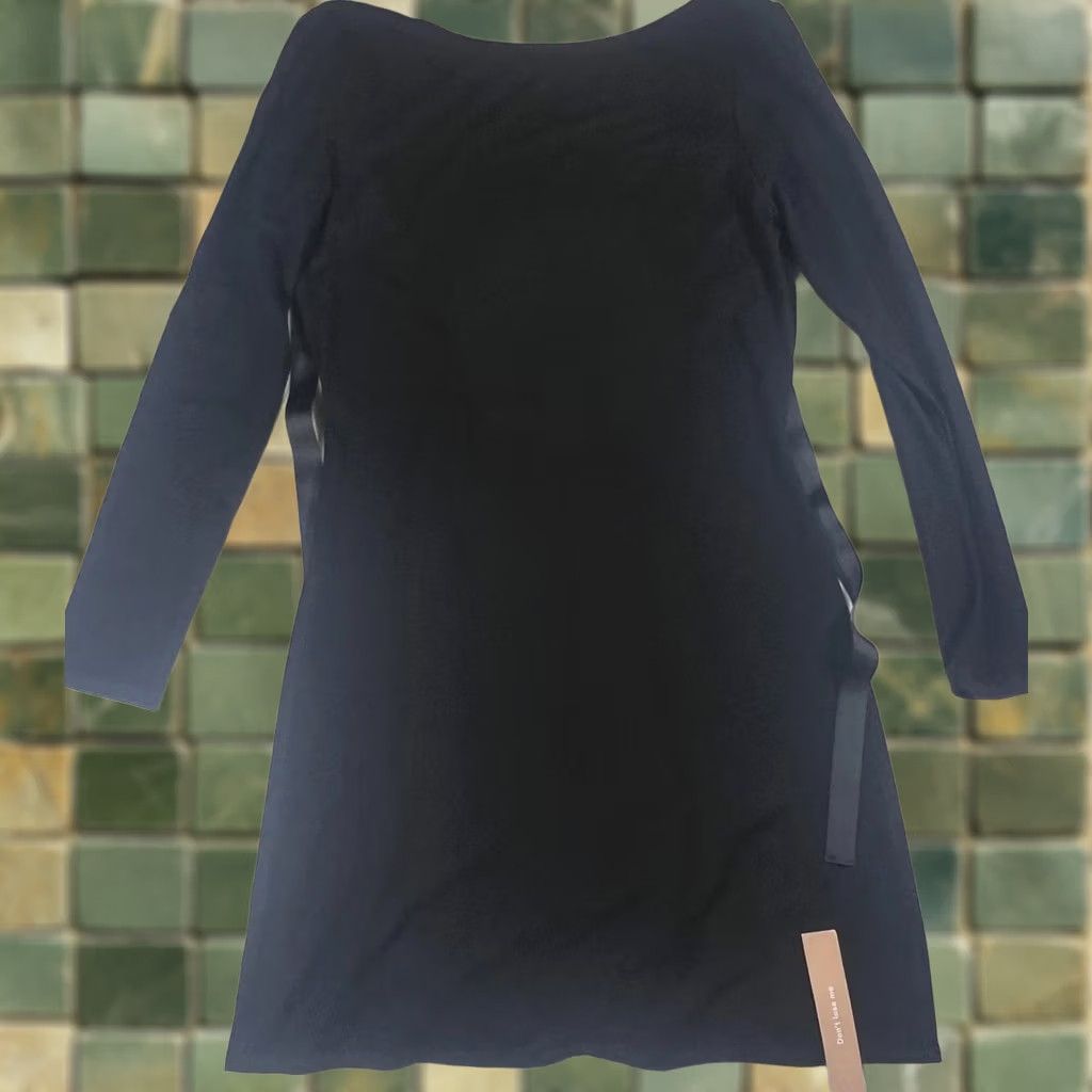 Reformation VINTAGE? No. Reformation Avant Dress Womens Large Black Cut Out Bow Long Sleeve Bodycon Mini Size L / US 10 / IT 46 - 1 Thumbnail