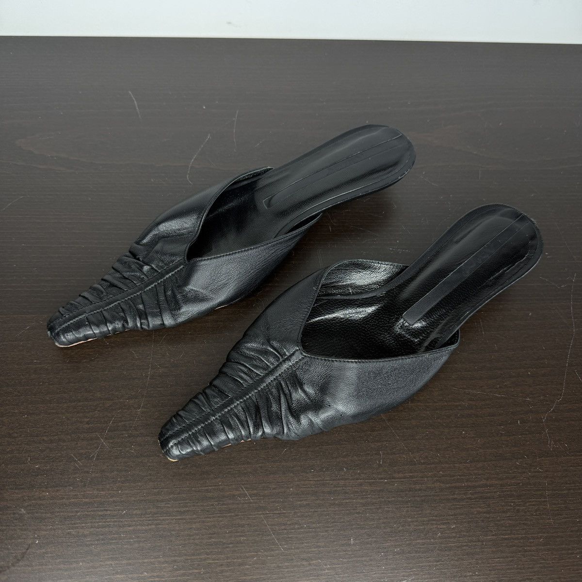 Vintage Ahler Black Leather Sandals Mules Y2K Avant Garde Shoes Size US 7 / IT 37 - 1 Thumbnail