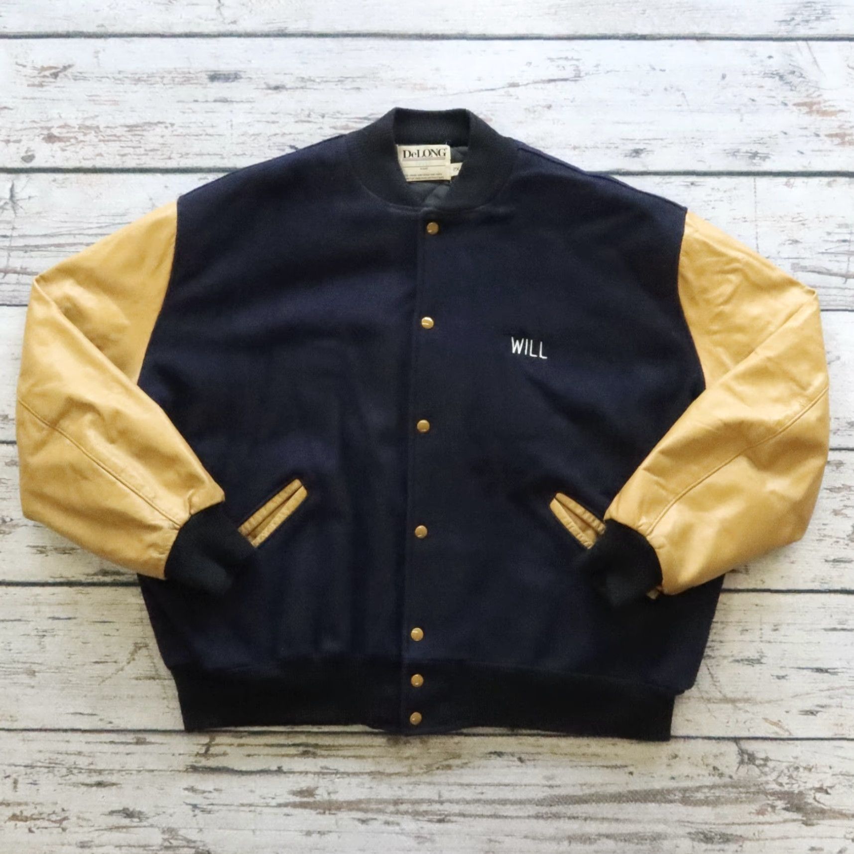 Vintage VINTAGE DeLong Varsity Jacket Mens 2XL Blue Wool Serious Sound Records Size US XXL / EU 58 / 5 - 3 Thumbnail