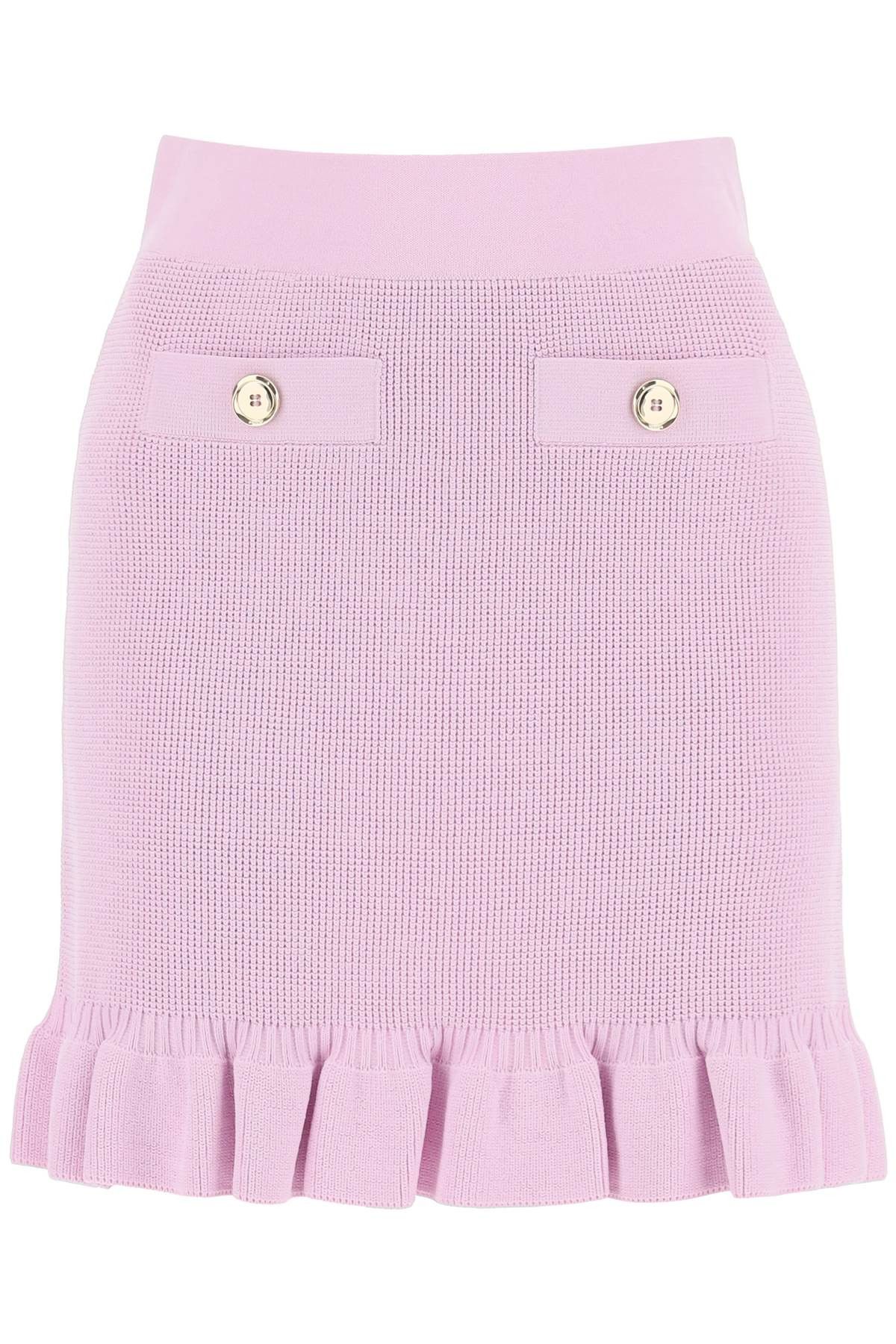 image of Pinko Kalmia Knitted Mini Skirt in Viola, Women's (Size 25)