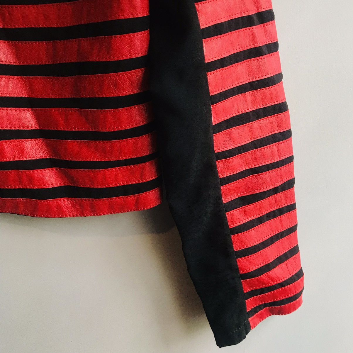 If Six Was Nine × Japanese Brand Japanese Horizontal Strips Leather Jacket Size M / US 6-8 / IT 42-44 - 6 Thumbnail