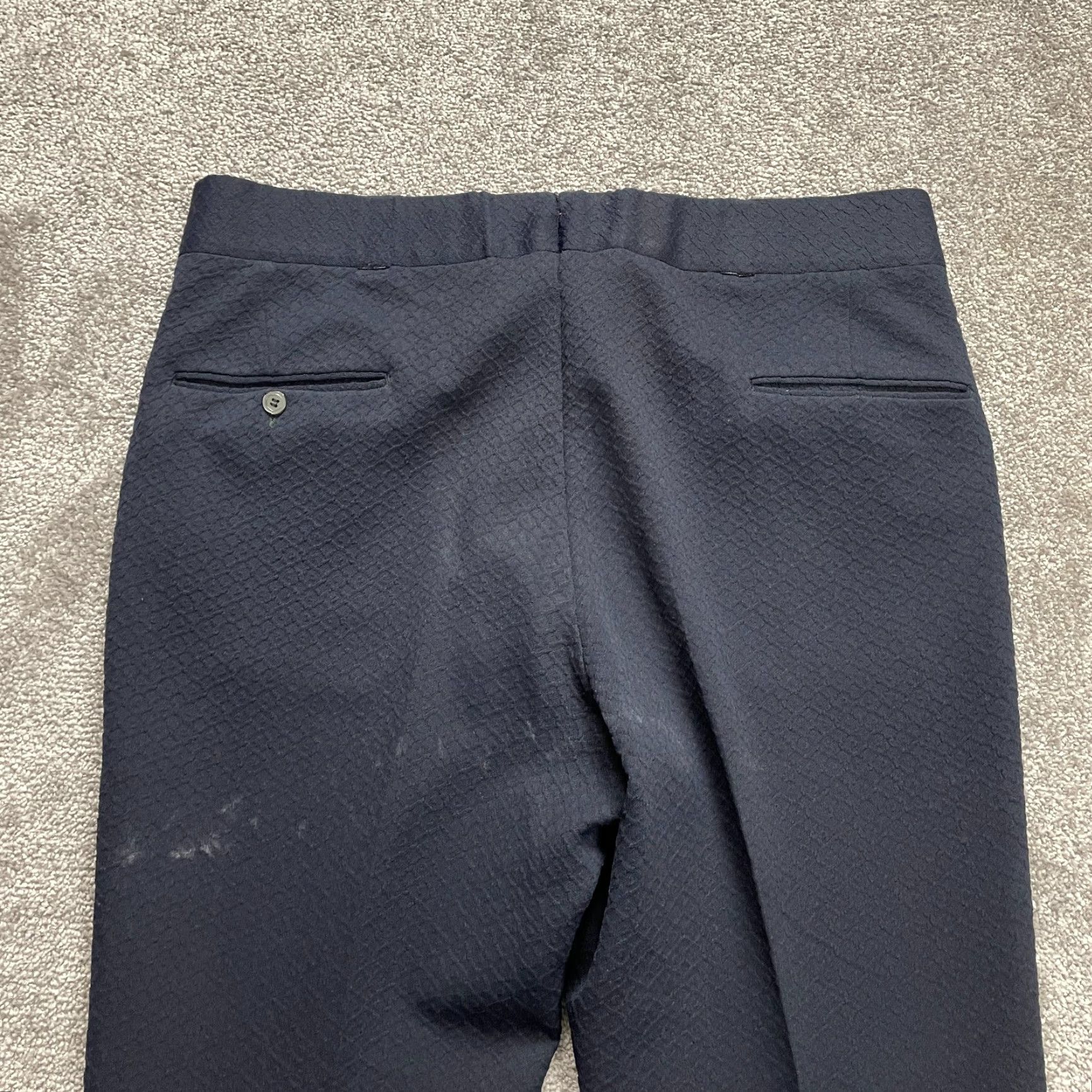 Vintage Unbranded Pants Dress Solid Dark Blue Textured Mid Rise Trouser 38x30 Womens Size 26" / US 2 / IT 38 - 3 Thumbnail