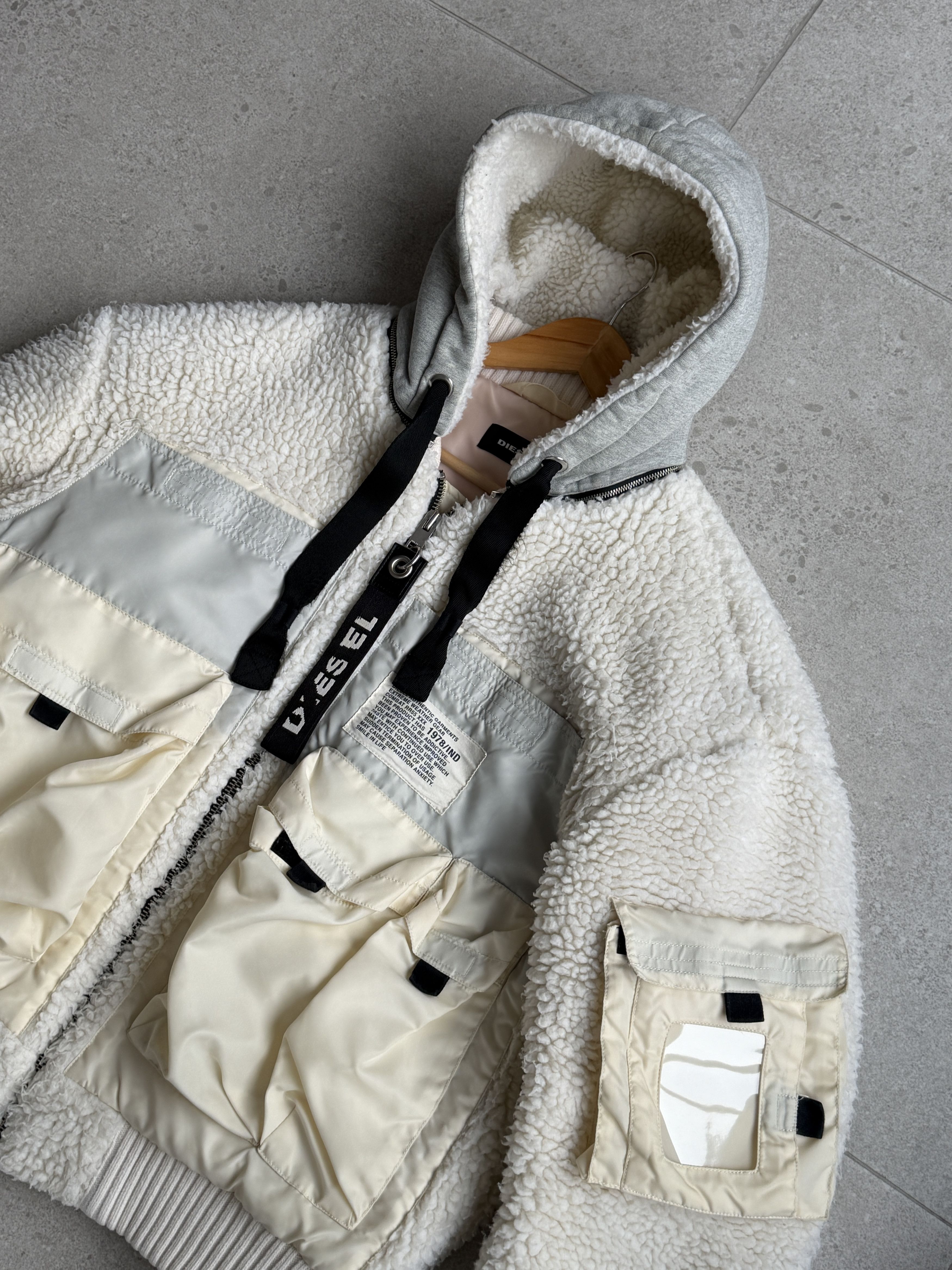Diesel Diesel Faux-Shearling Hooded W-Patty Jacket WHITE M Size US M / EU 48-50 / 2 - 12 Thumbnail