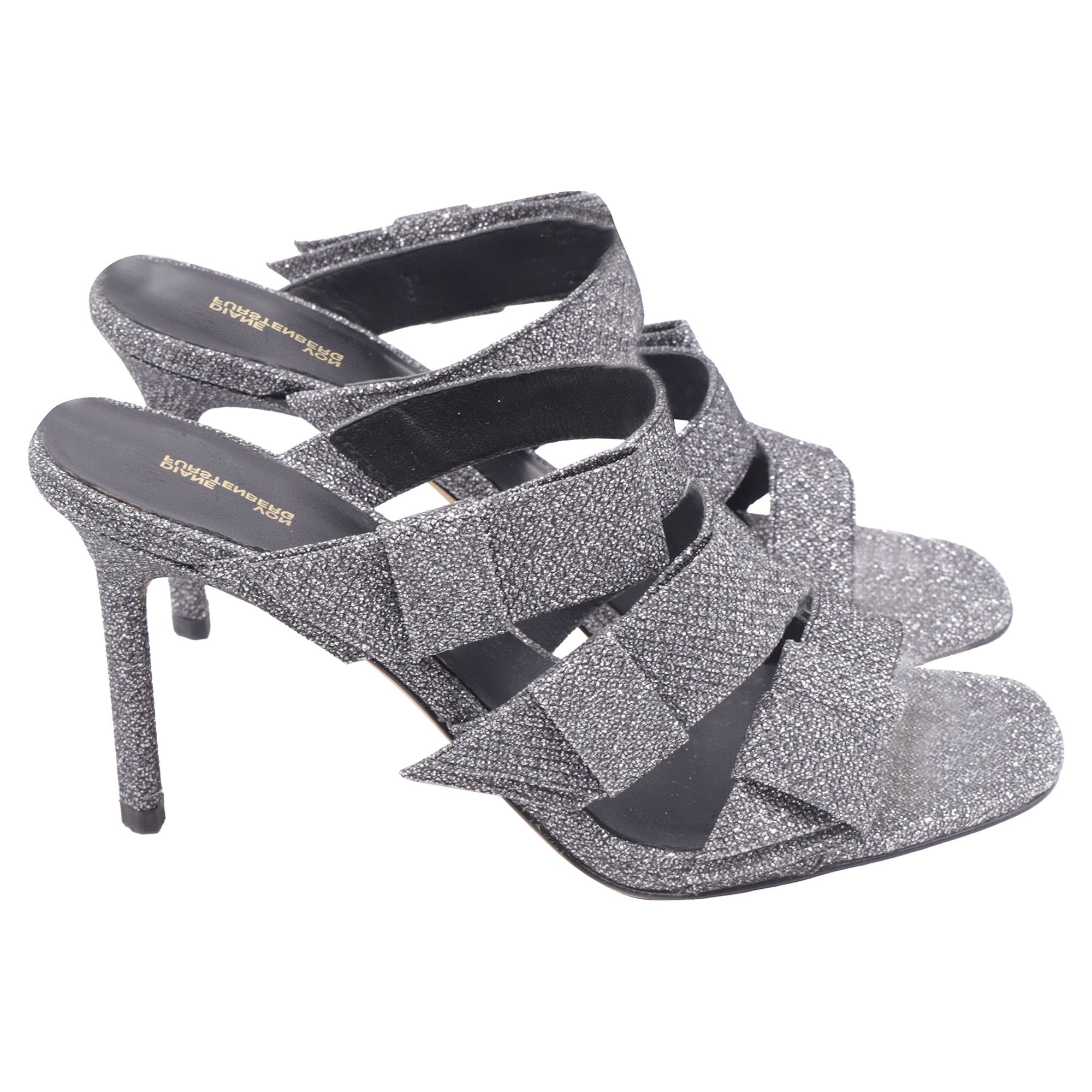 Diane von Furstenberg Diane Von Furstenberg Bow Straps Heeled Mules in Metallic Si Size US 7.5 / IT 37.5 - 1 Thumbnail