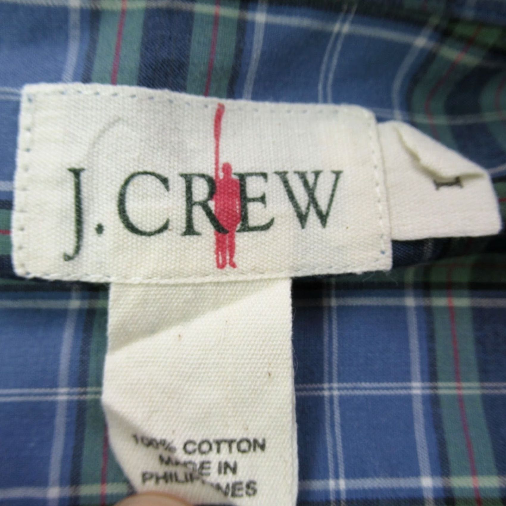 J.Crew VINTAGE J.Crew Shirt Mens Long Sleeve Blue Green Plaid Button Down Size US L / EU 52-54 / 3 - 3 Thumbnail